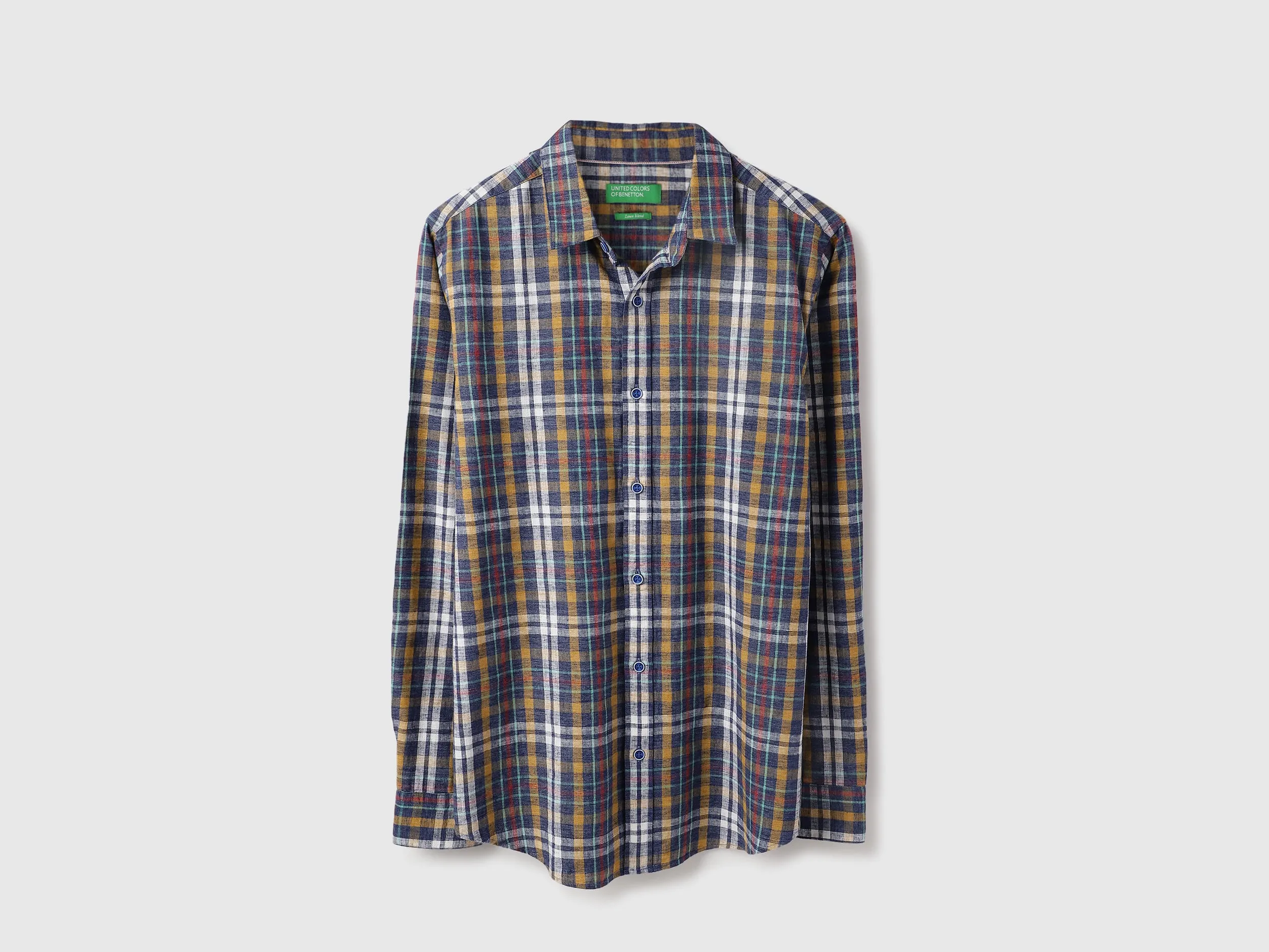 Regular Fit Spread Collar Plaid Checkered Shirt