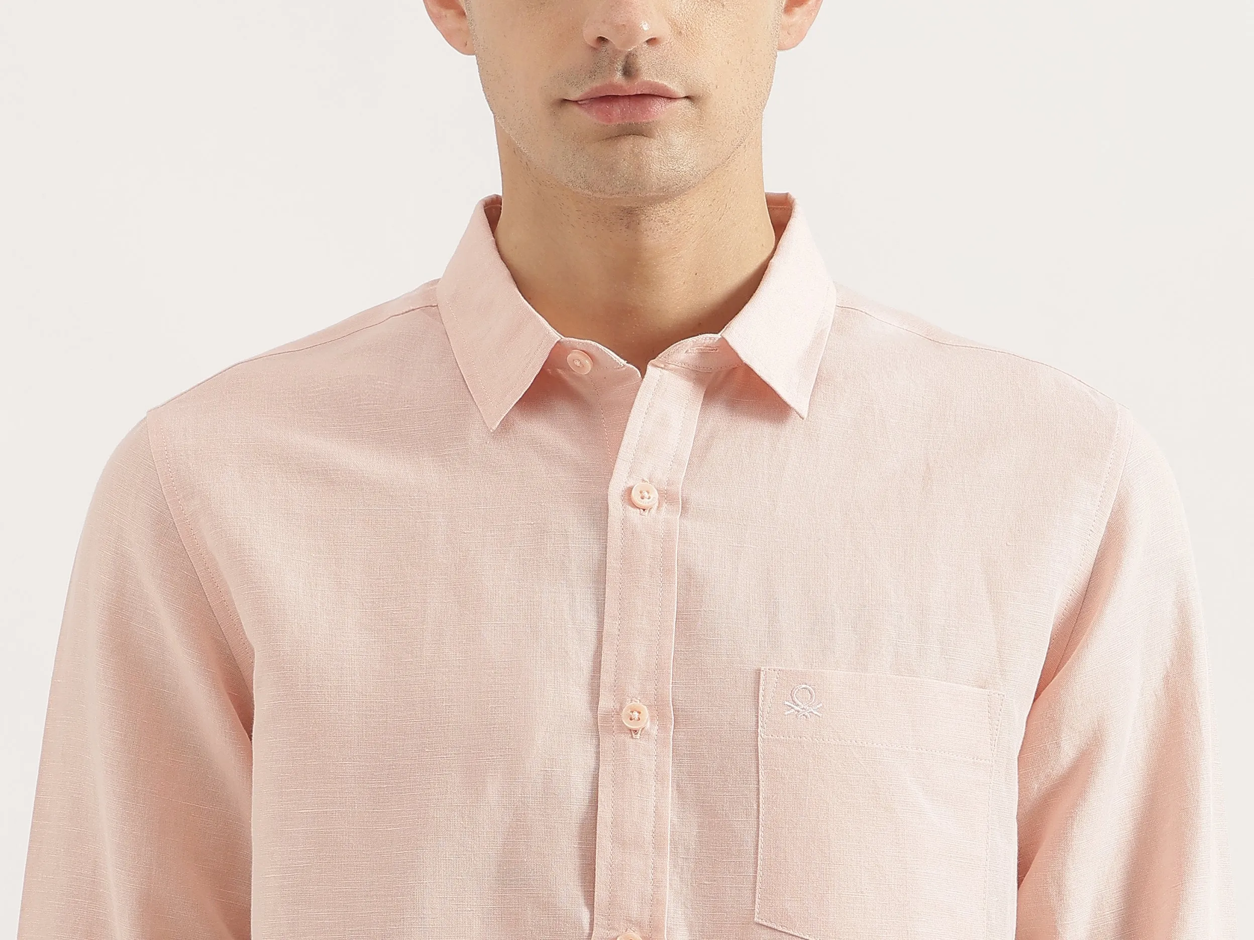 Regular Fit Spread Collar Solid Shirt