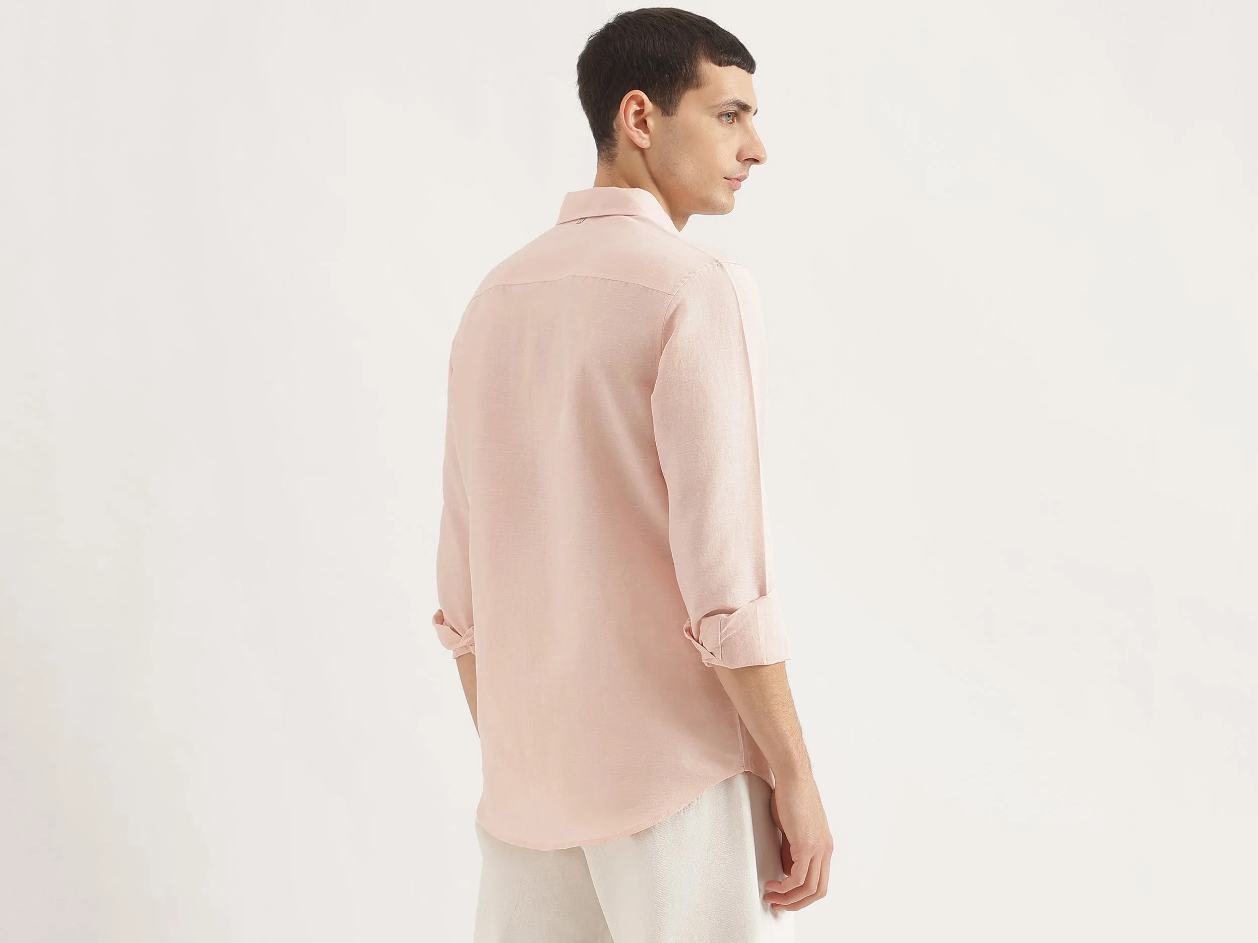 Regular Fit Spread Collar Solid Shirt