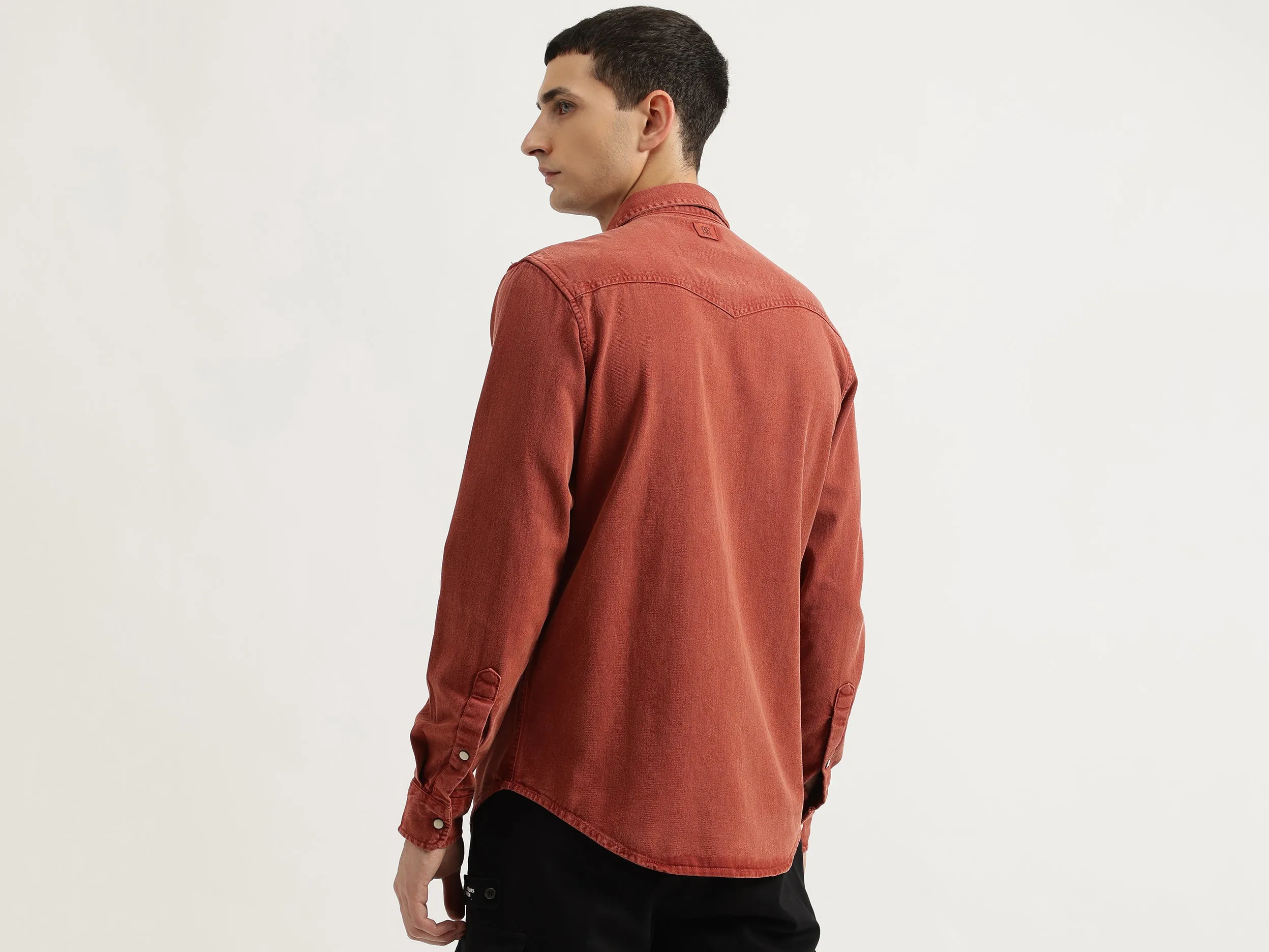 Regular Fit Spread Collar Solid Shirt