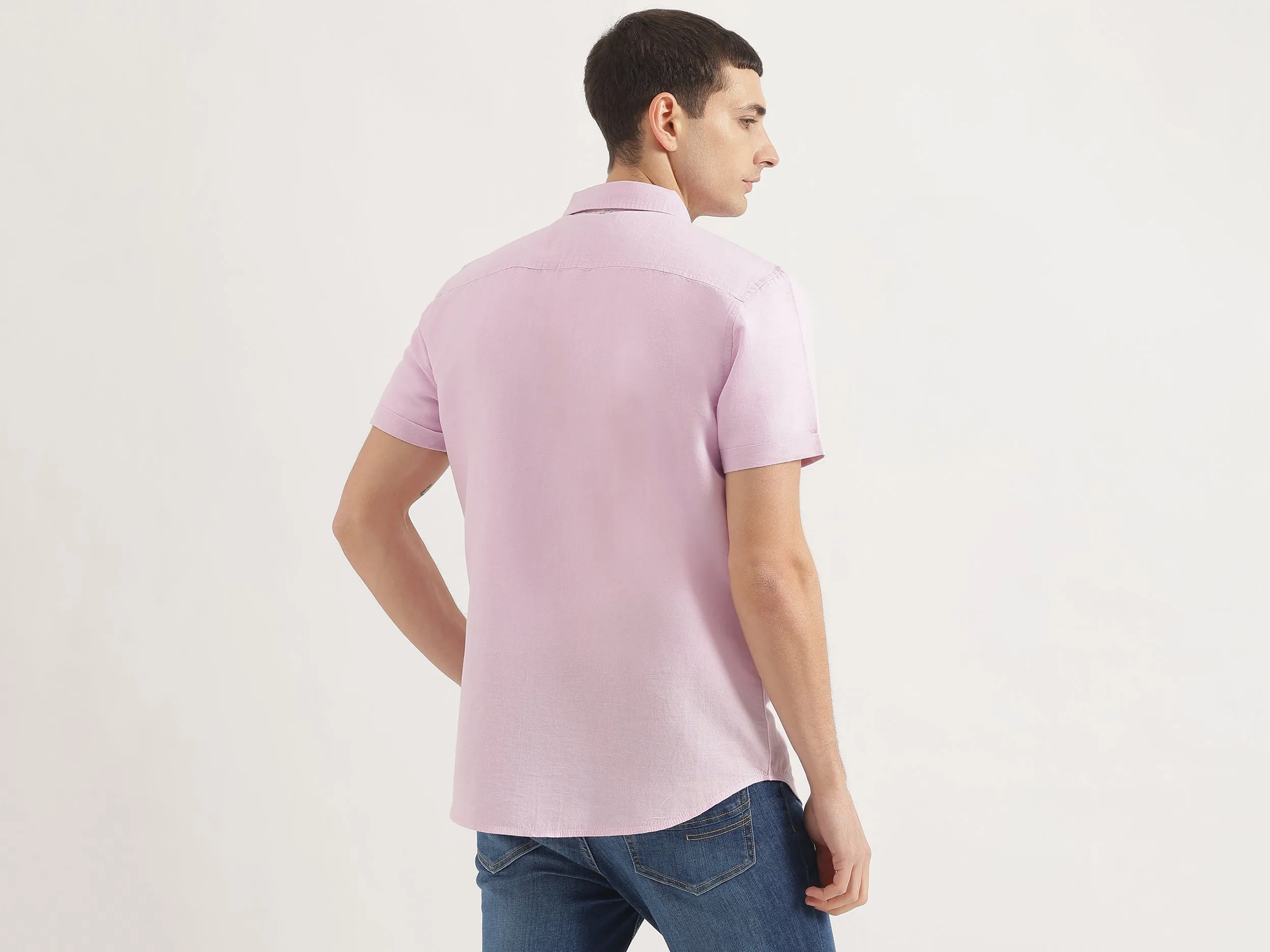 Regular Fit Spread Collar Solid Shirt