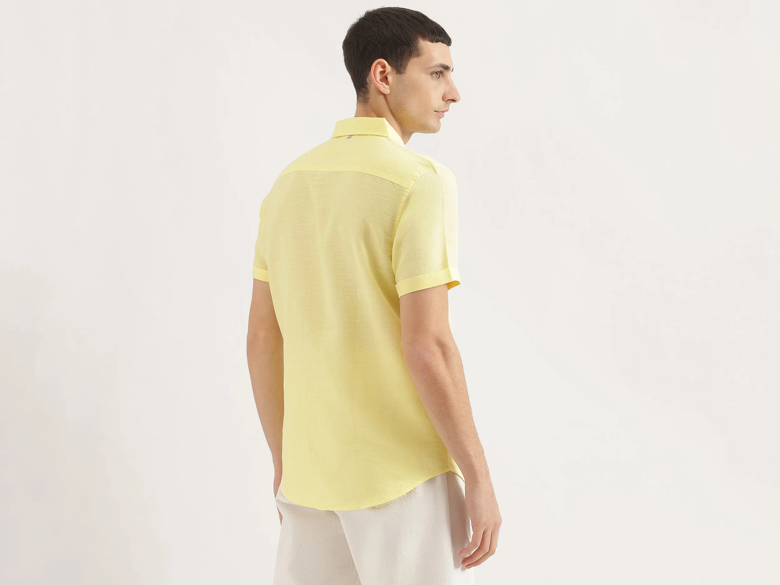 Regular Fit Spread Collar Solid Shirt