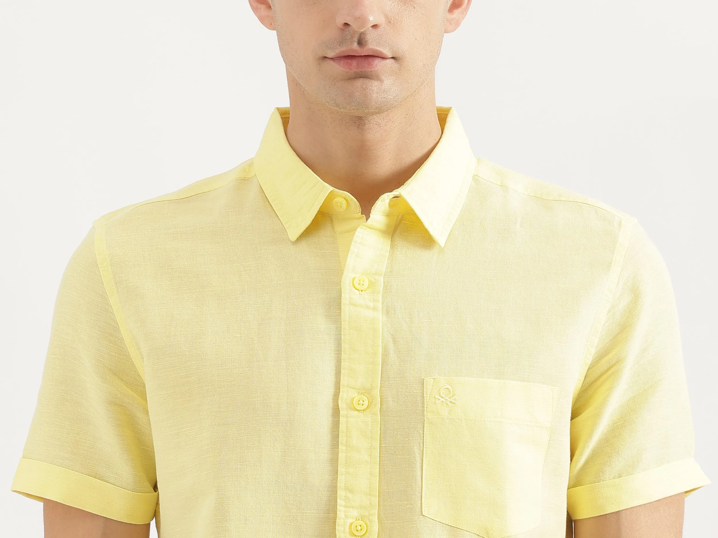 Regular Fit Spread Collar Solid Shirt