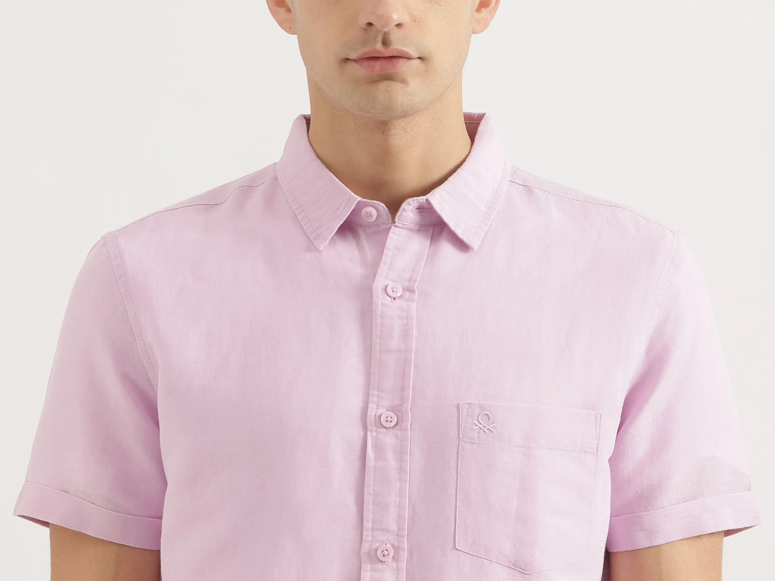 Regular Fit Spread Collar Solid Shirt