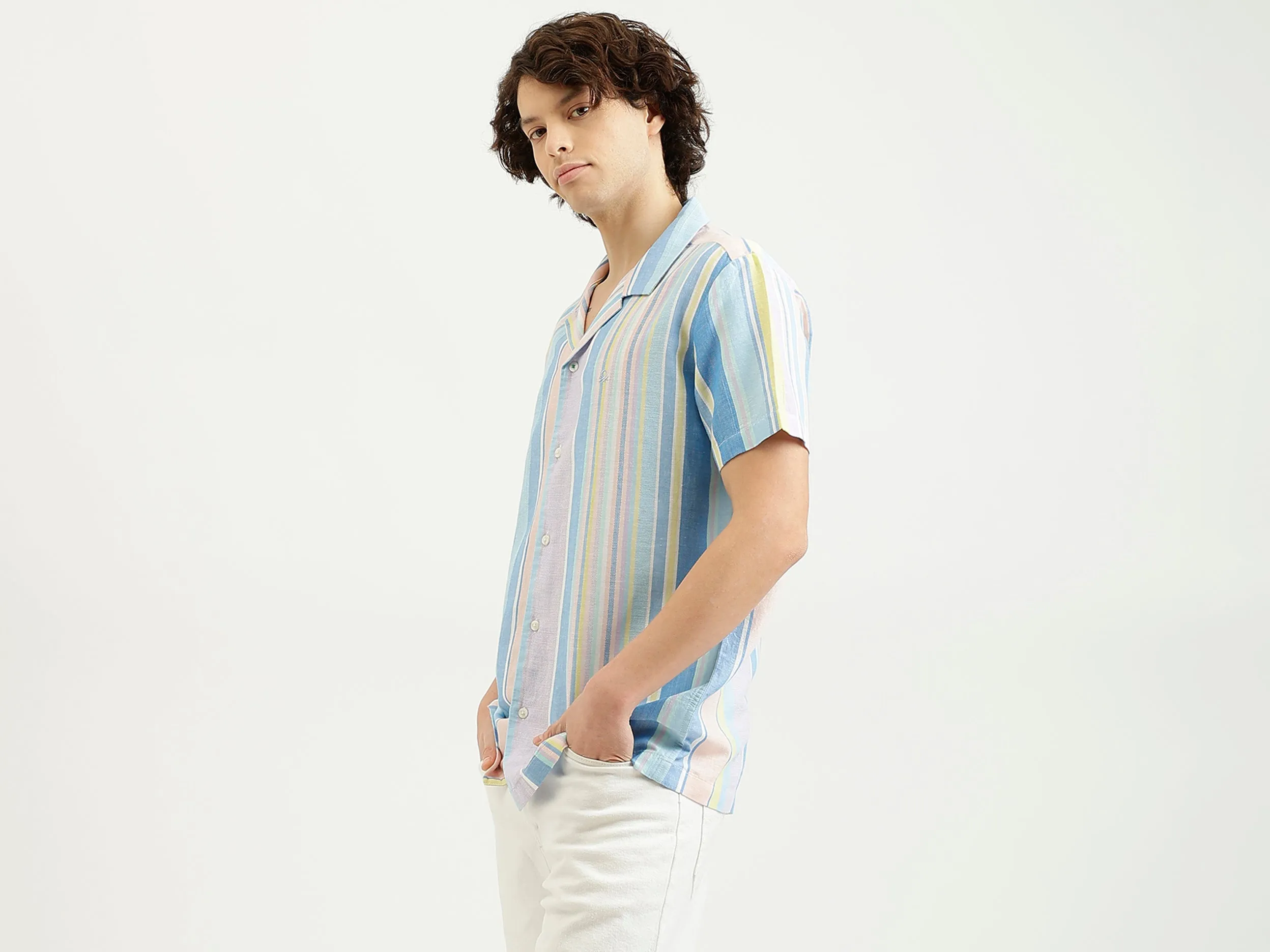 Regular Fit Spread Collar Striped Shirt