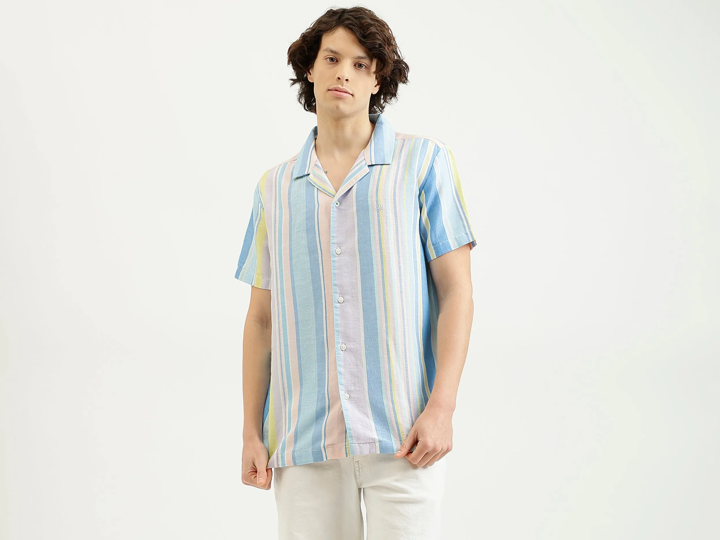Regular Fit Spread Collar Striped Shirt