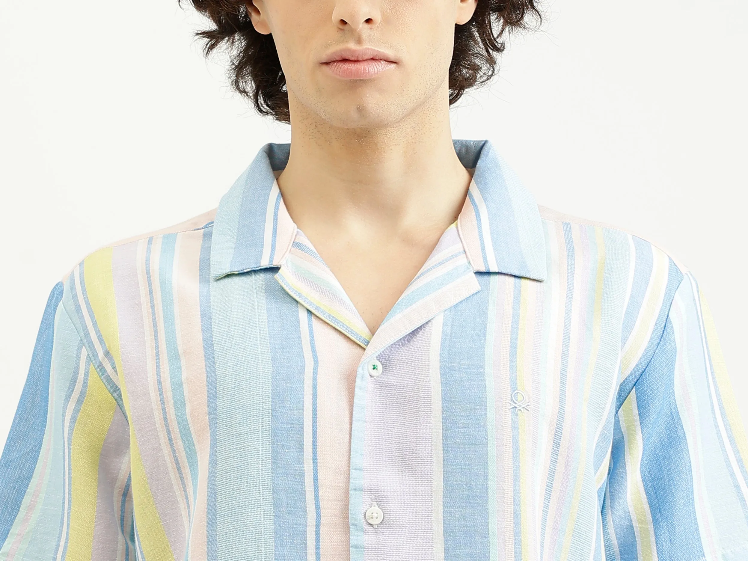 Regular Fit Spread Collar Striped Shirt