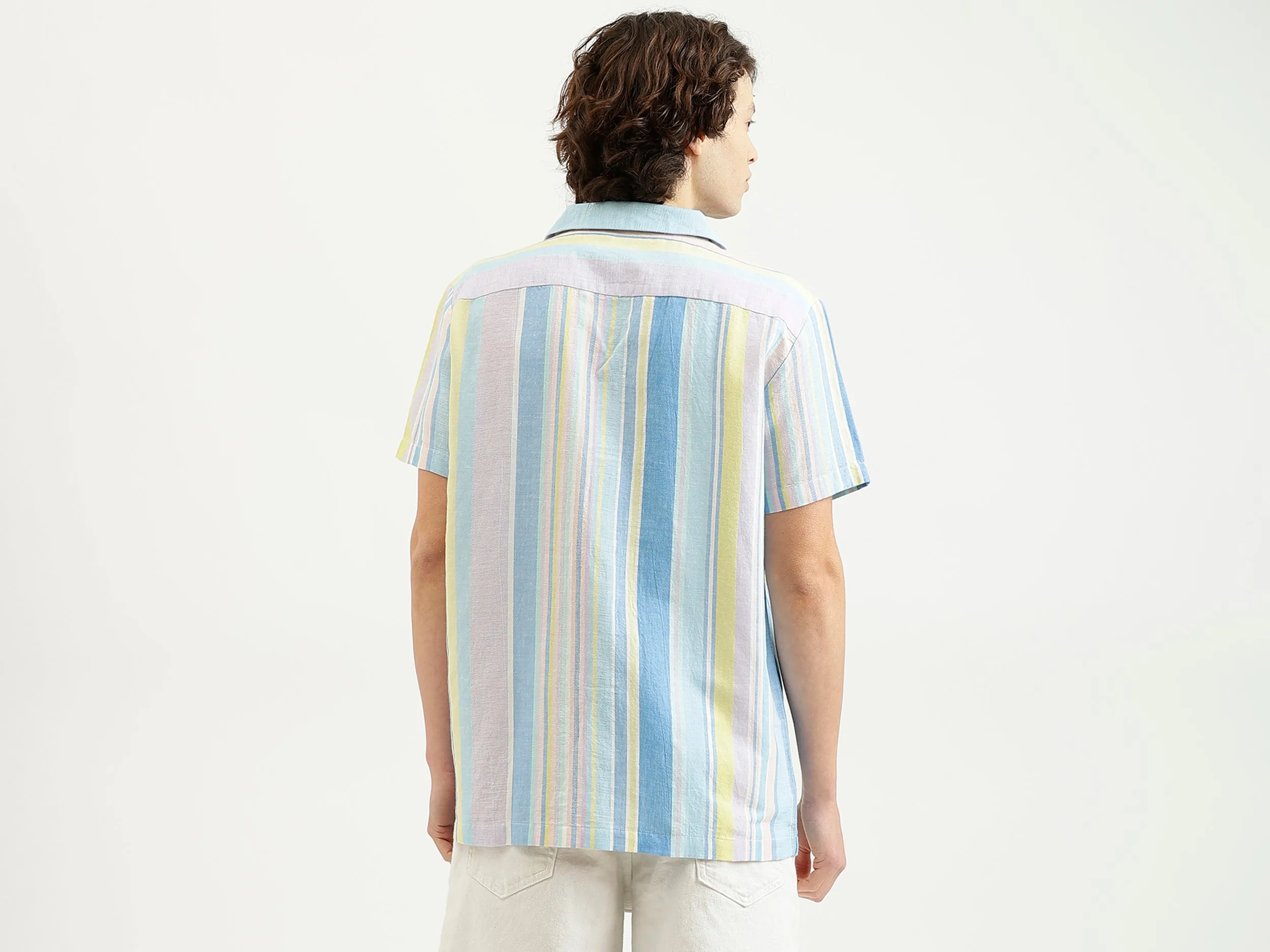 Regular Fit Spread Collar Striped Shirt