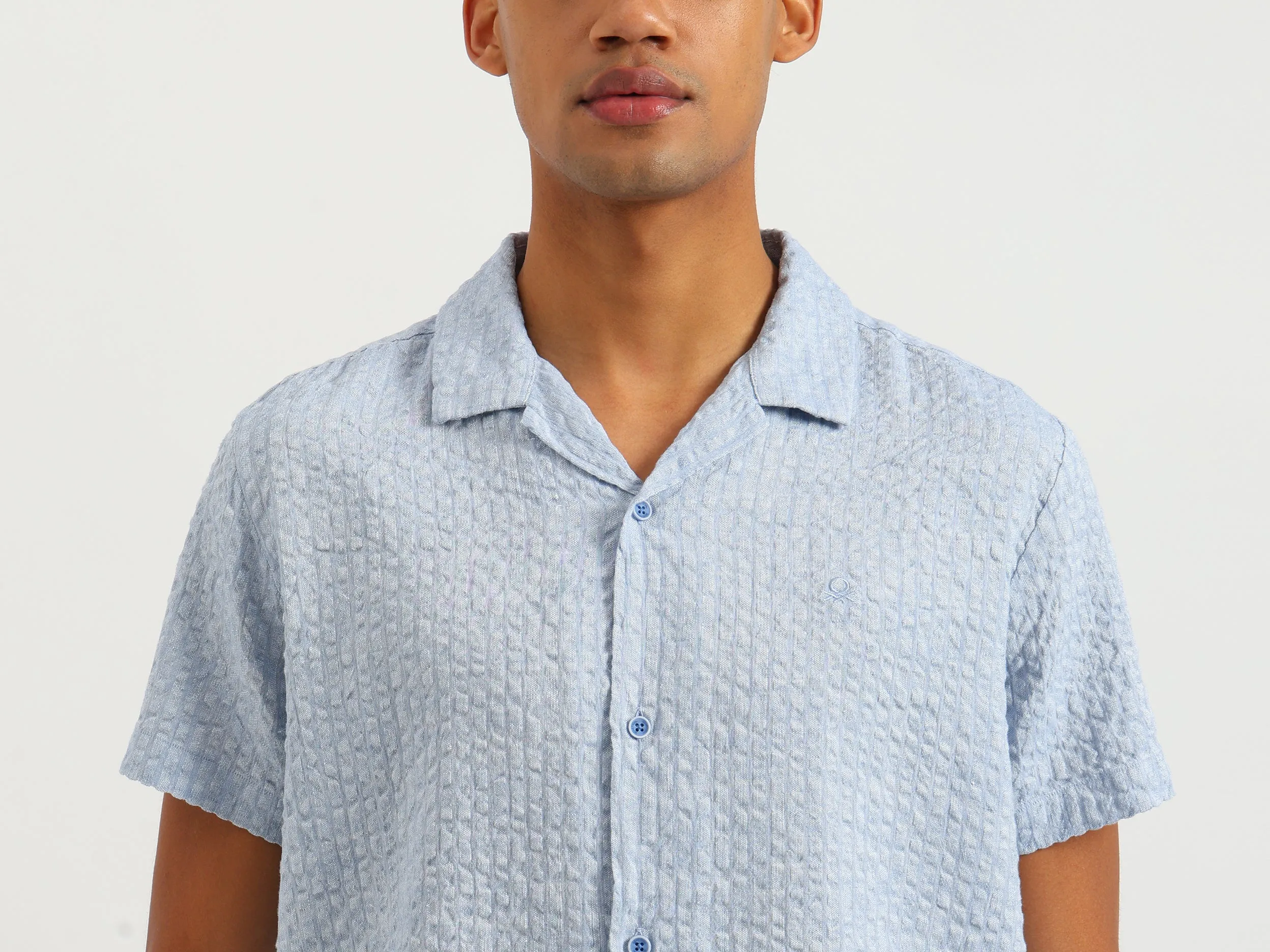 Relaxed Fit Resort Collar Textured Shirt