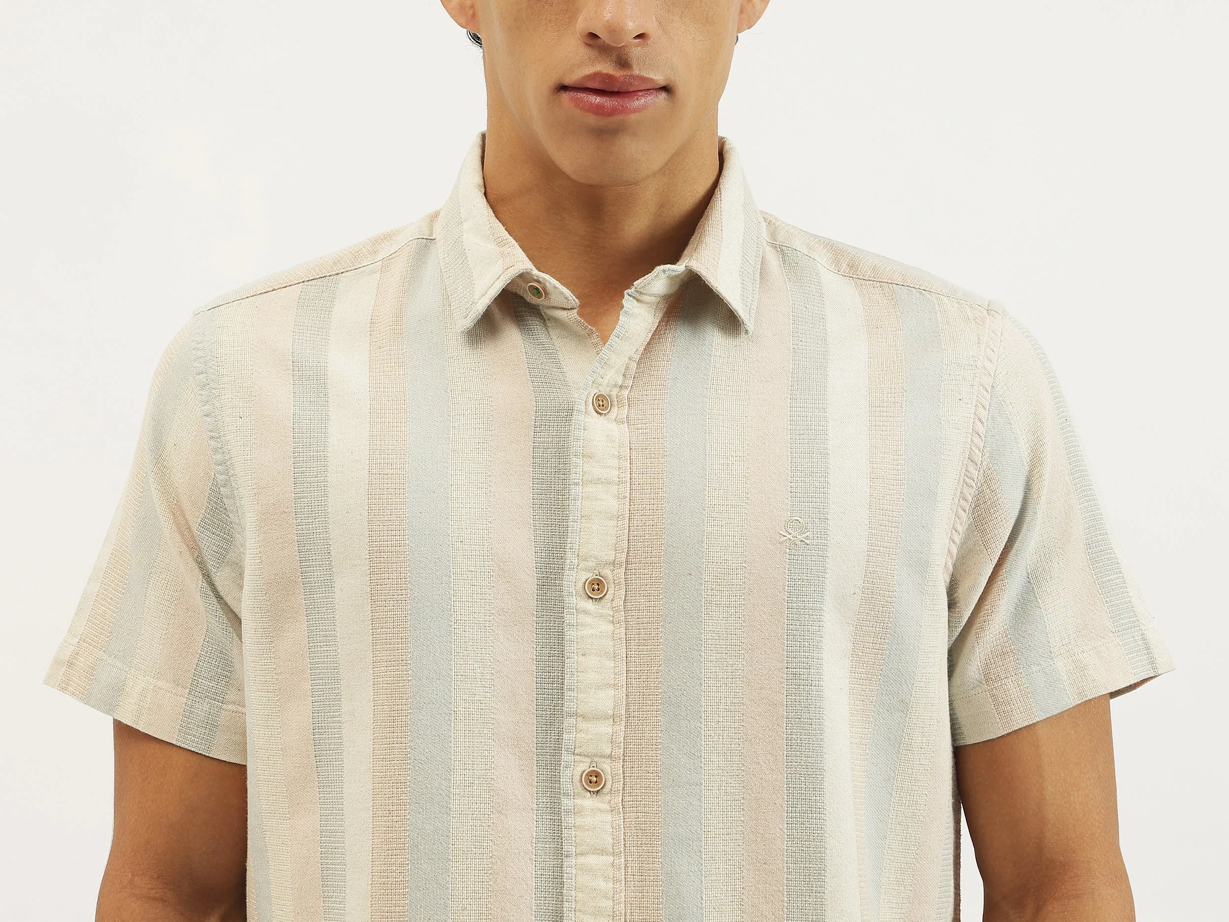 Relaxed Fit Spread Collar Striped Shirt