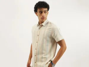 Relaxed Fit Spread Collar Striped Shirt