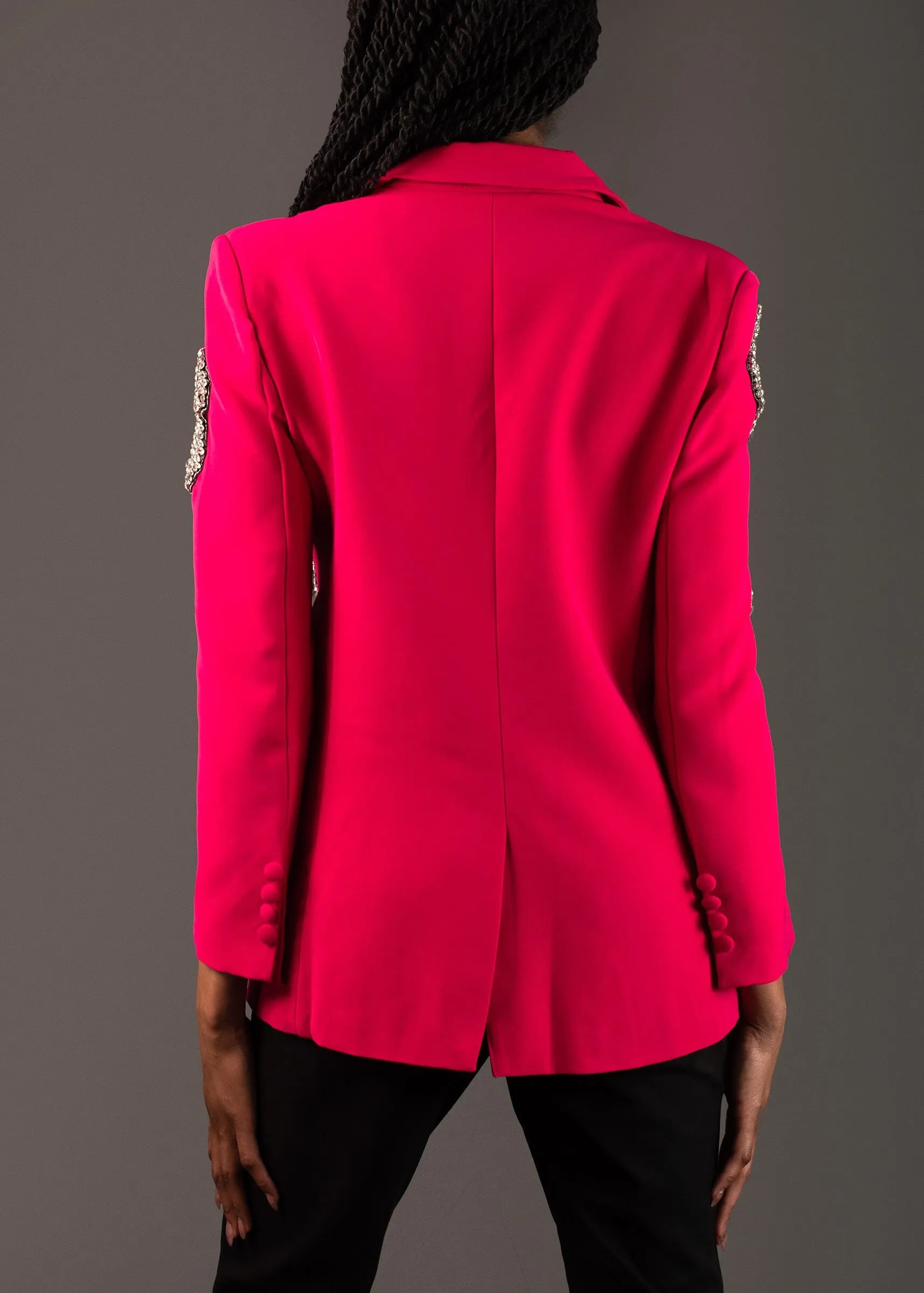 Rhinestone Bow Blazer