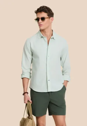 RICK linen long sleeve shirt solid | green seafoam