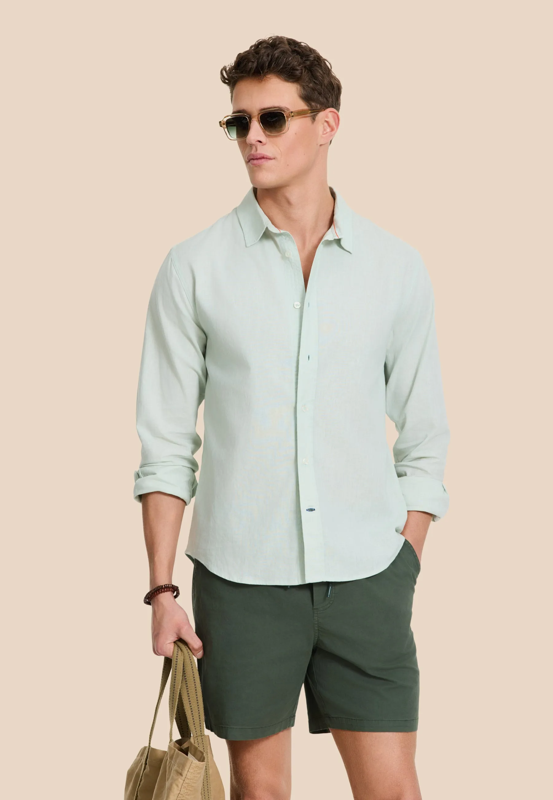 RICK linen long sleeve shirt solid | green seafoam