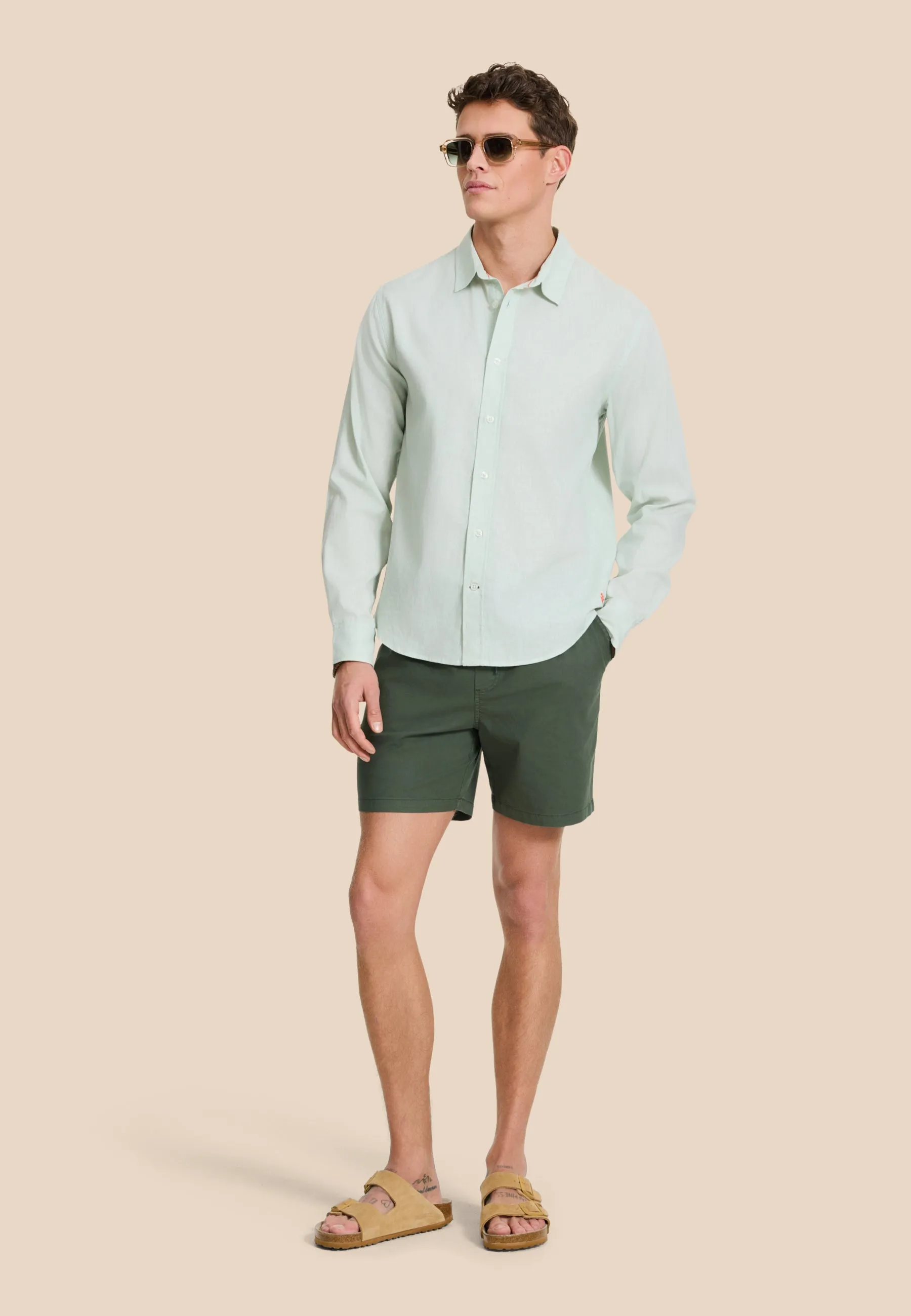 RICK linen long sleeve shirt solid | green seafoam