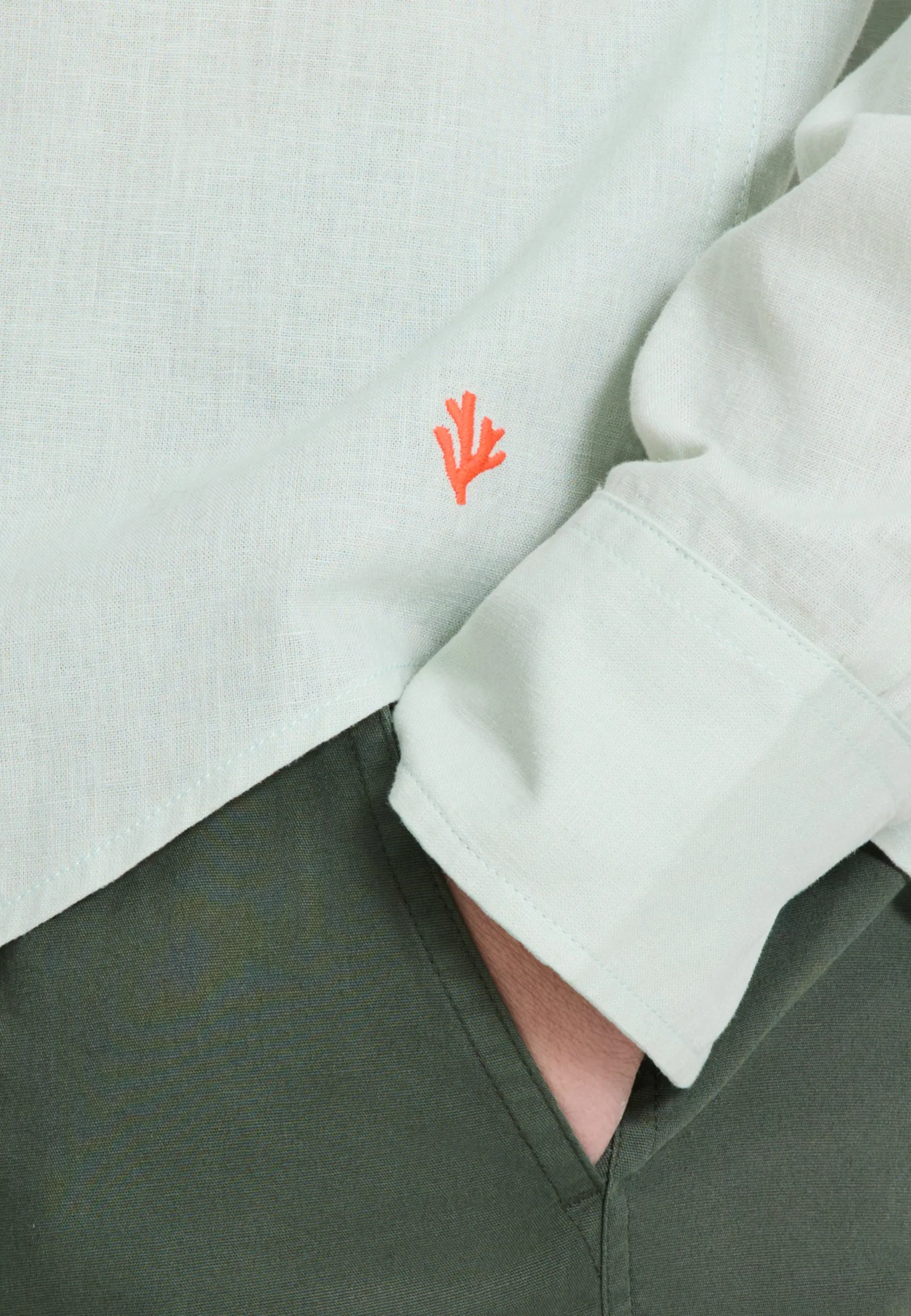 RICK linen long sleeve shirt solid | green seafoam