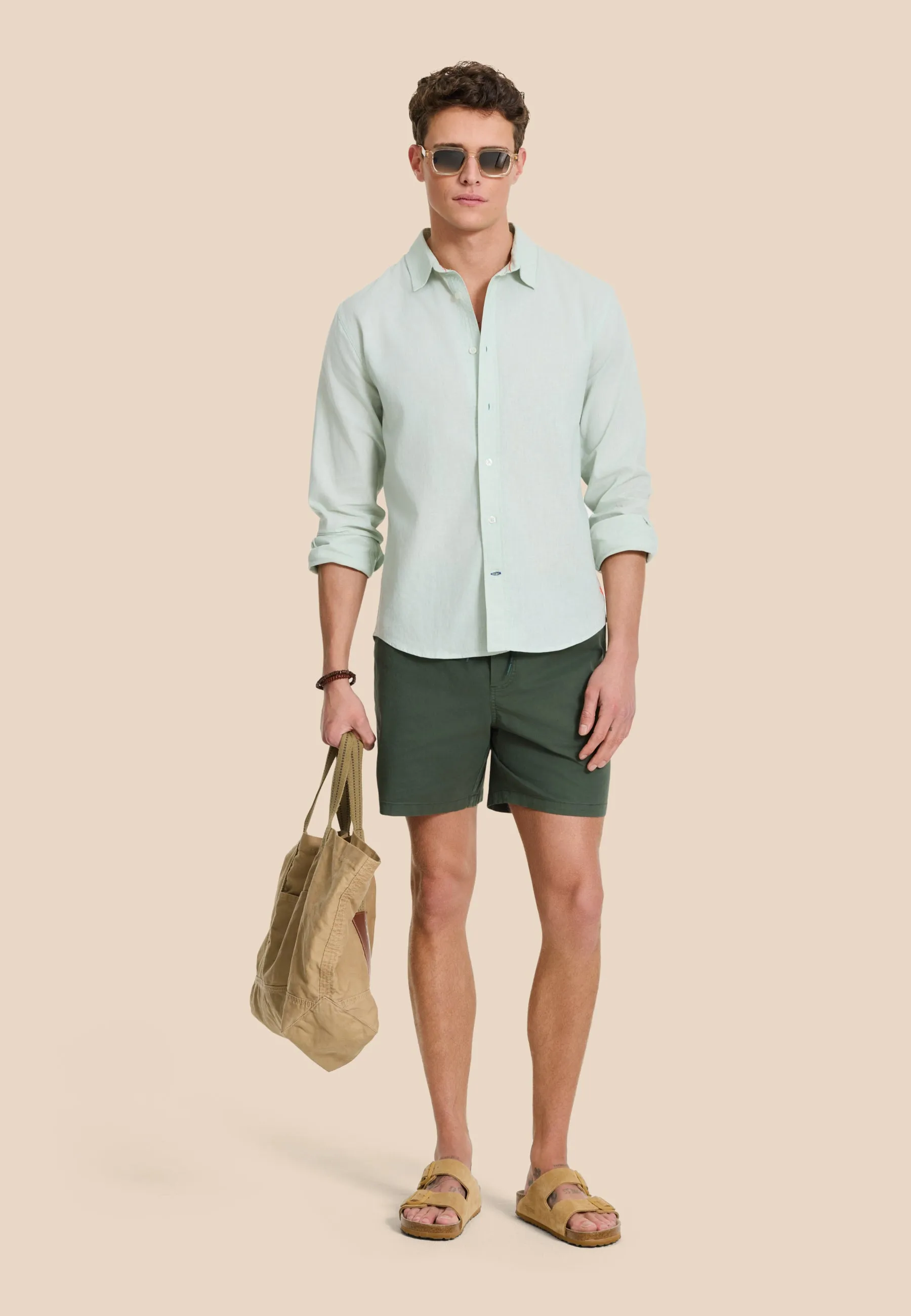 RICK linen long sleeve shirt solid | green seafoam