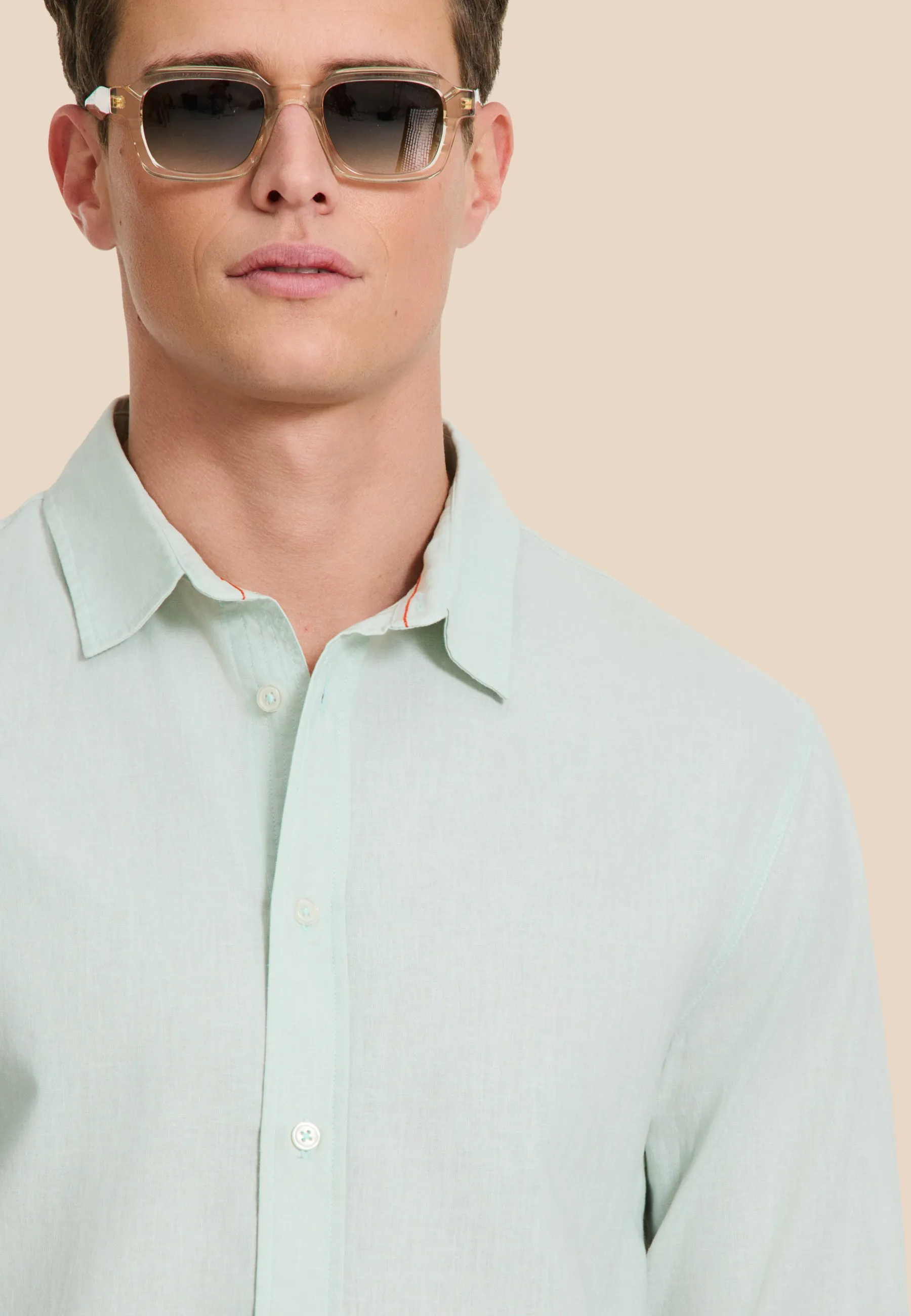 RICK linen long sleeve shirt solid | green seafoam