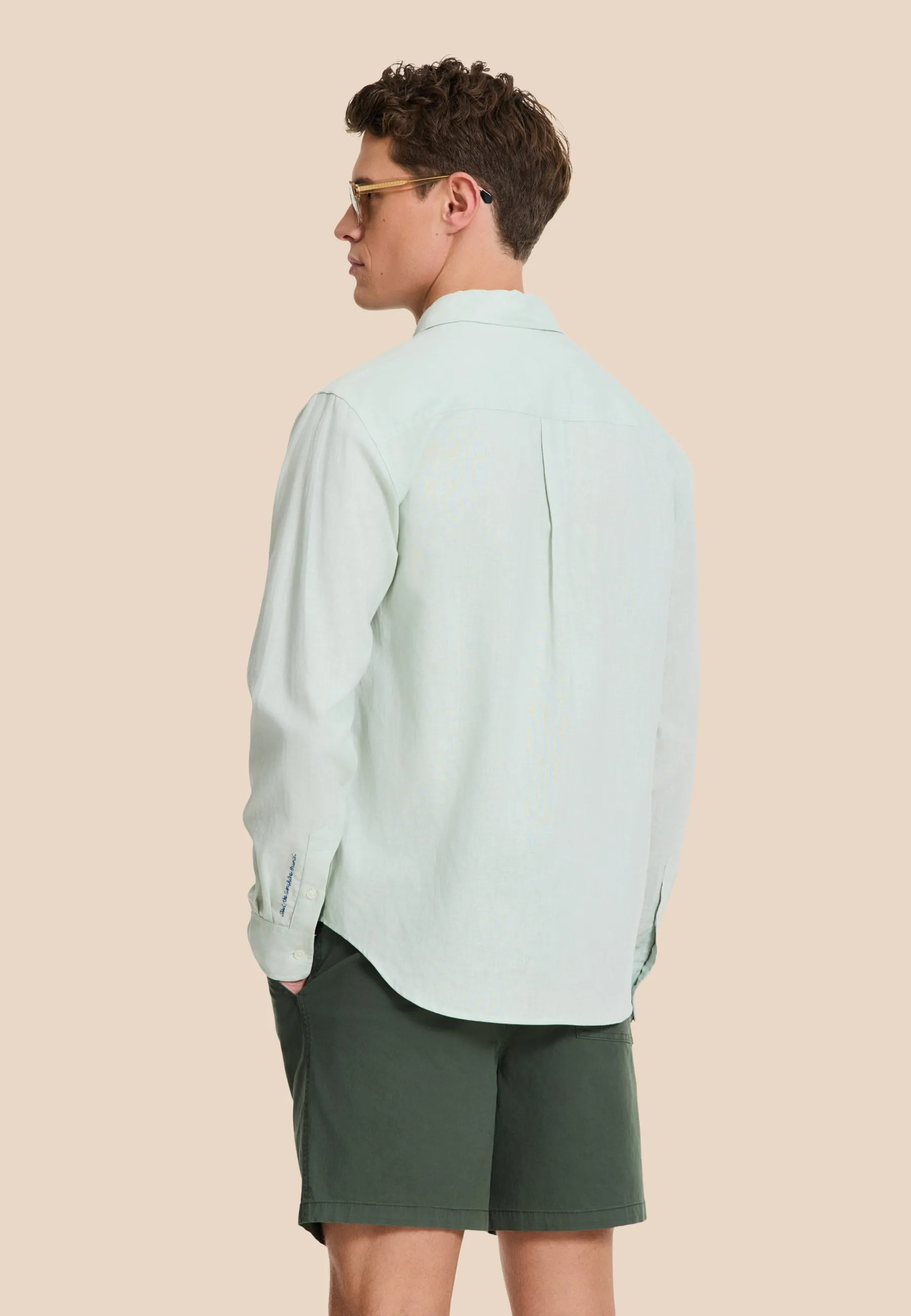 RICK linen long sleeve shirt solid | green seafoam