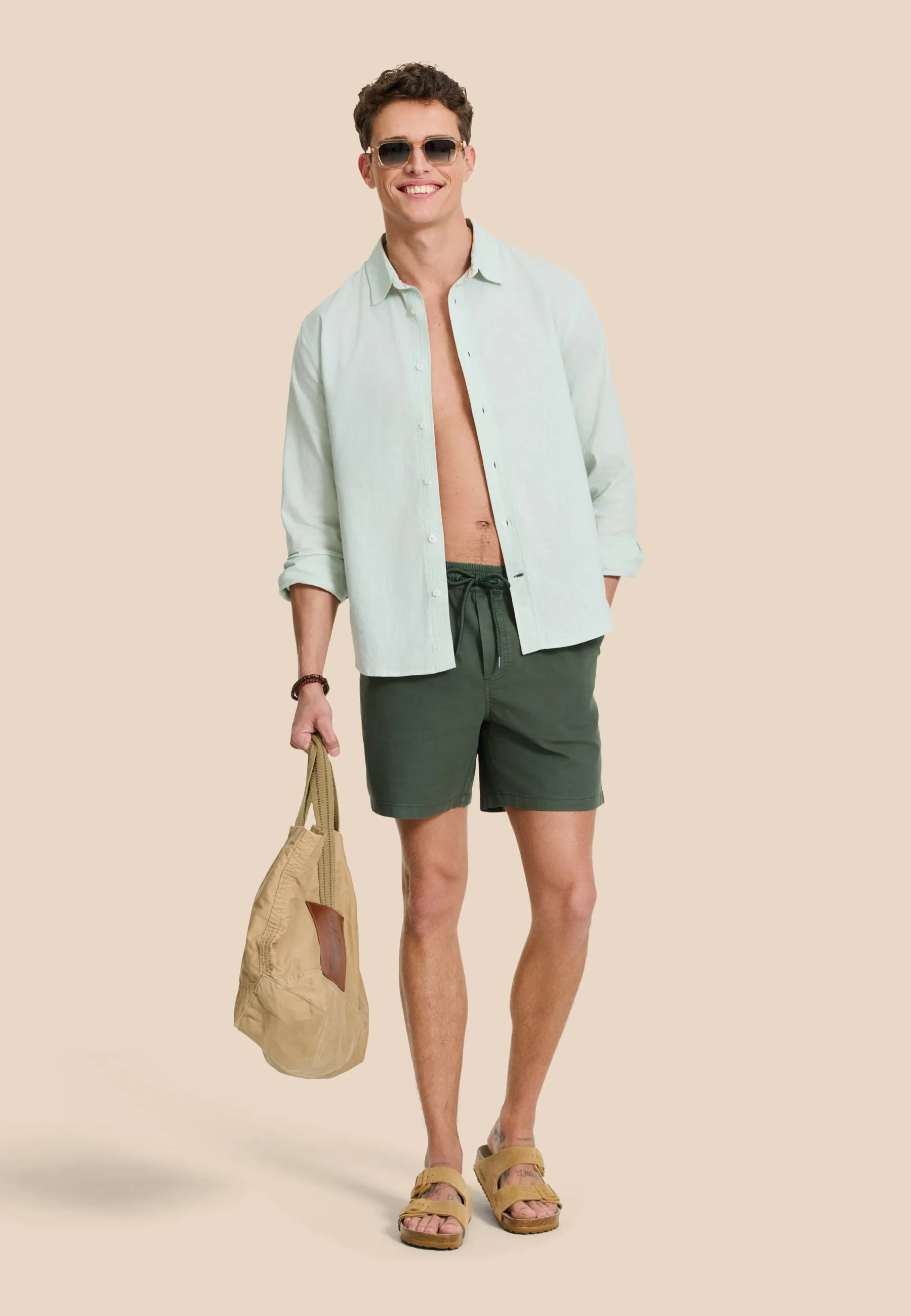 RICK linen long sleeve shirt solid | green seafoam