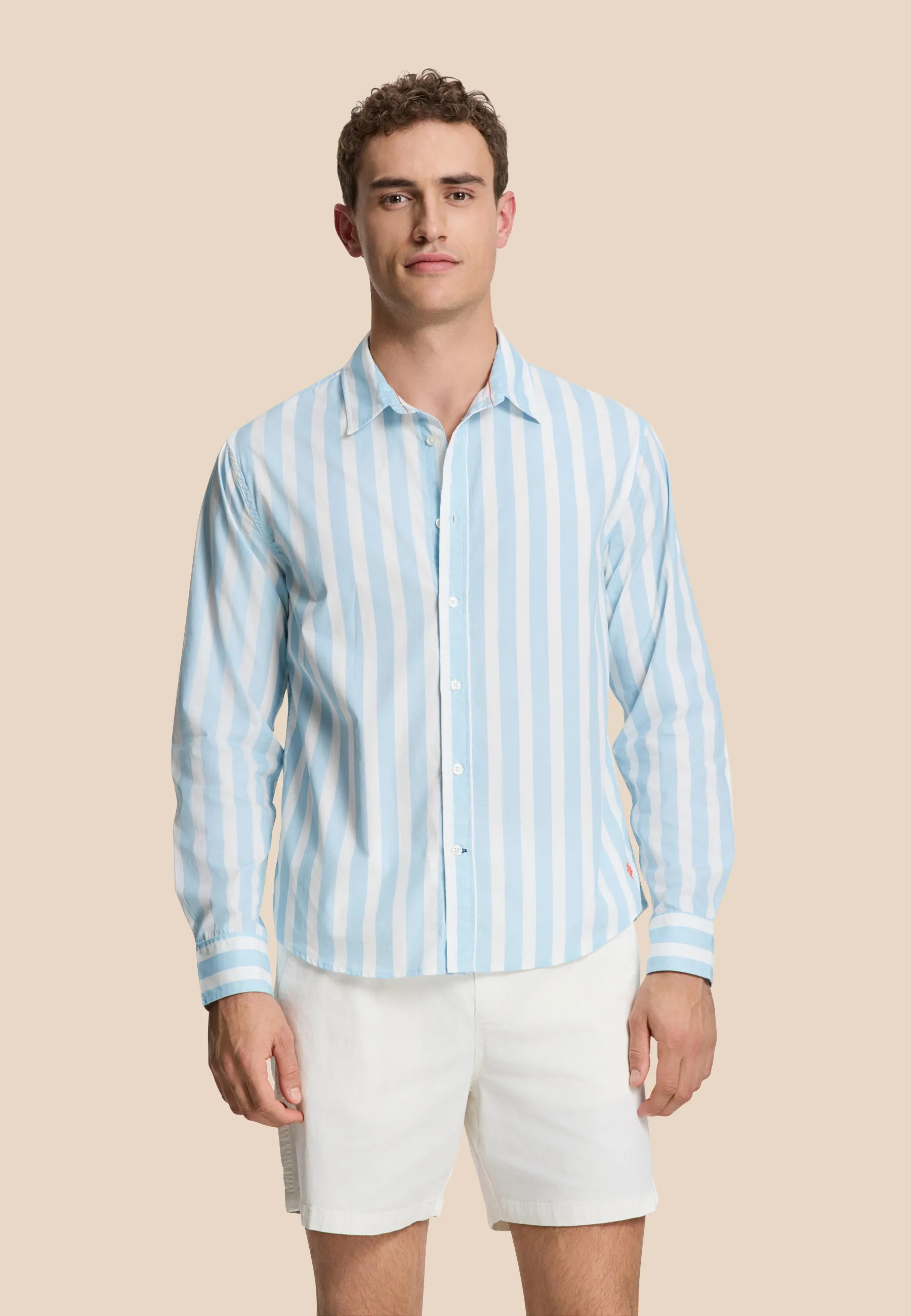 RICK long sleeve shirt block stripe | blue cloud