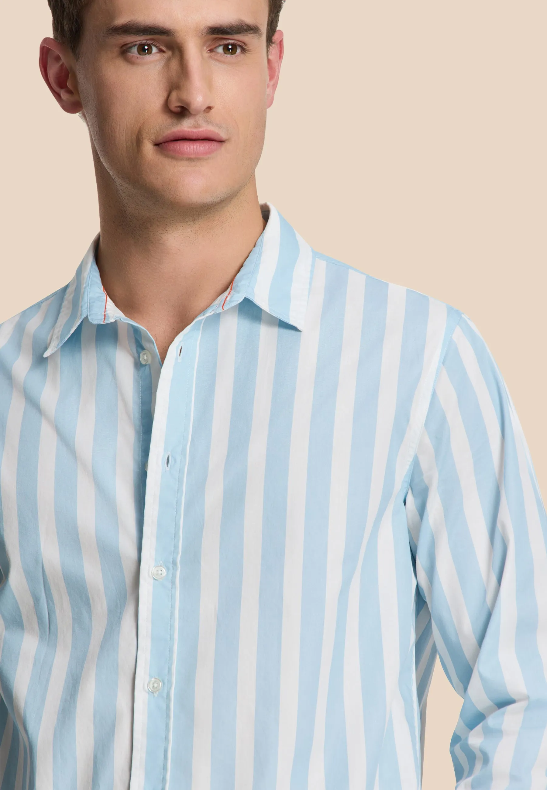 RICK long sleeve shirt block stripe | blue cloud