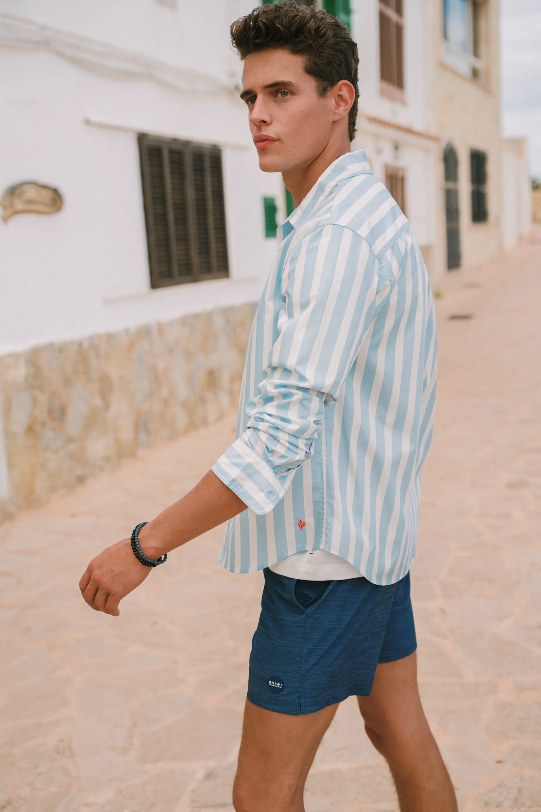 RICK long sleeve shirt block stripe | blue cloud