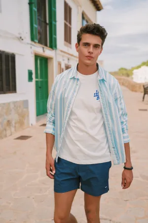 RICK long sleeve shirt block stripe | blue cloud