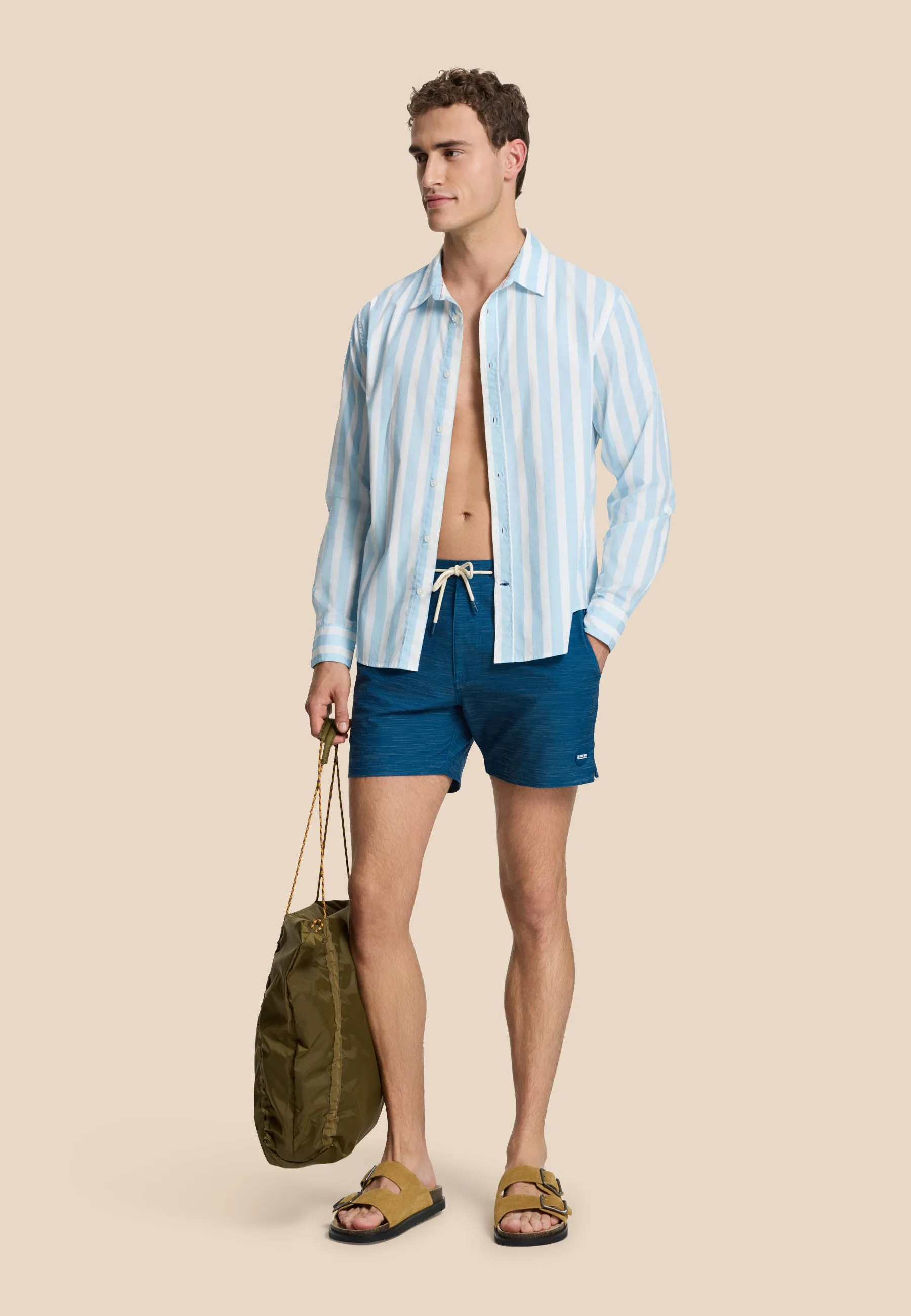 RICK long sleeve shirt block stripe | blue cloud