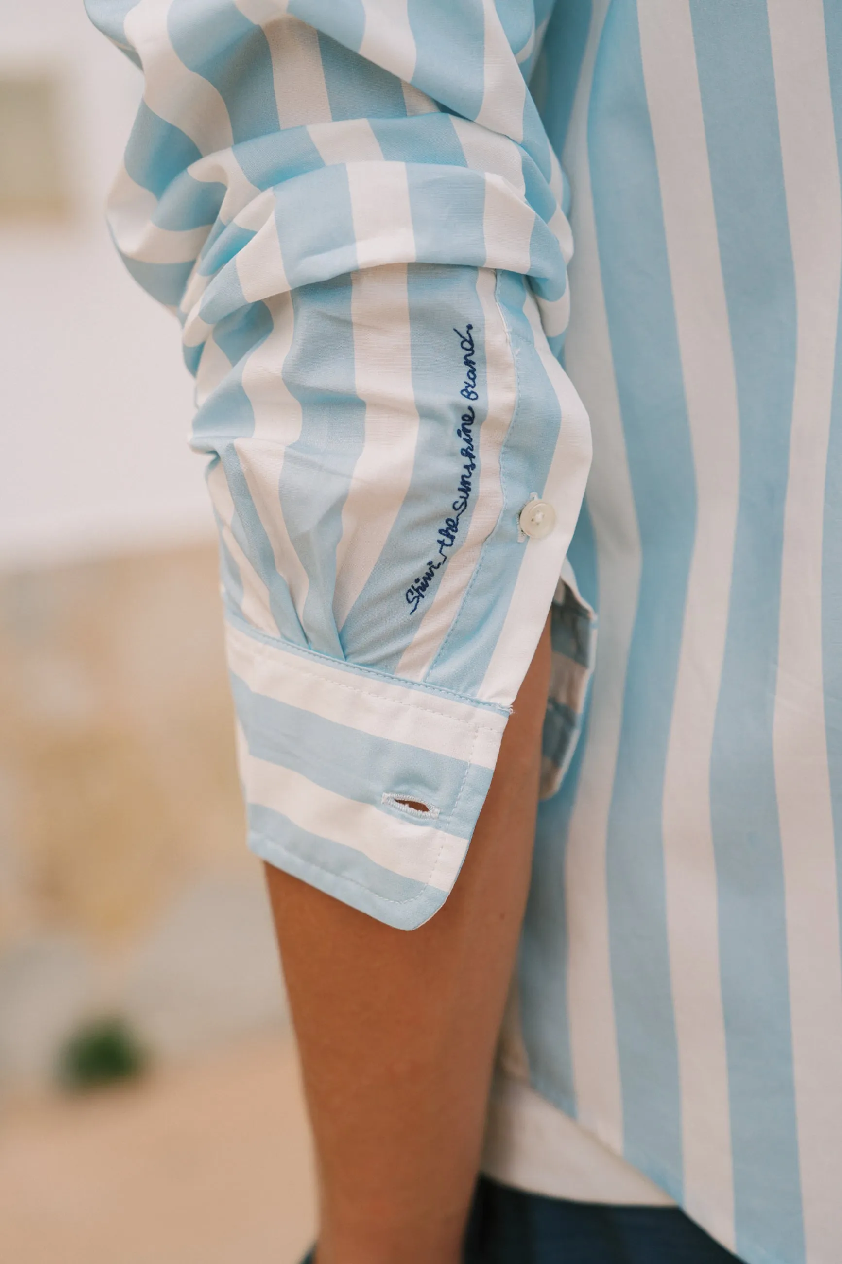 RICK long sleeve shirt block stripe | blue cloud
