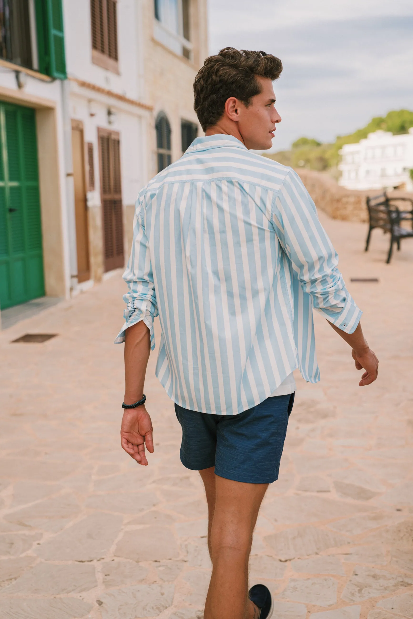 RICK long sleeve shirt block stripe | blue cloud