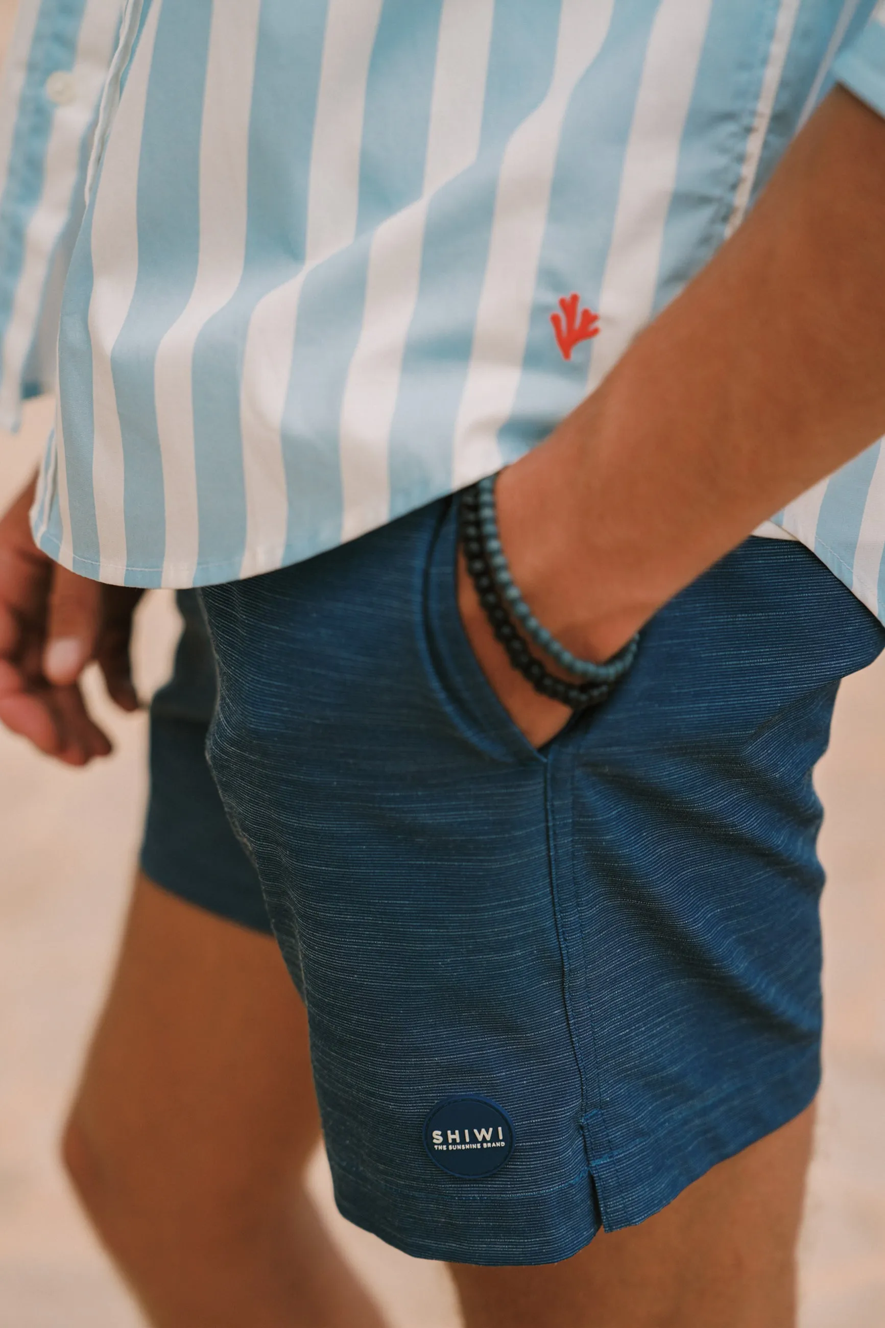 RICK long sleeve shirt block stripe | blue cloud