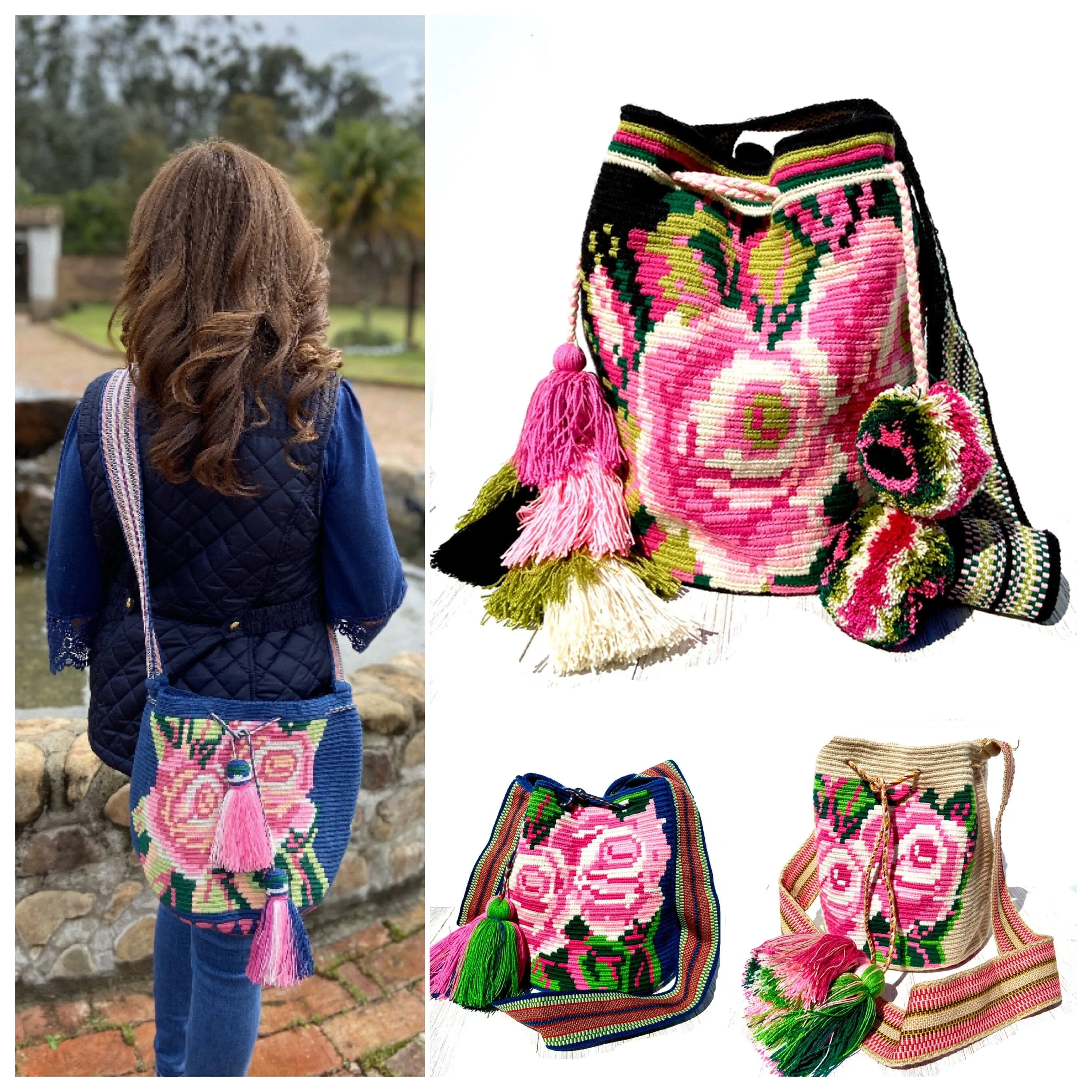 Rose Crochet Bags | Spring Crossbody Bags