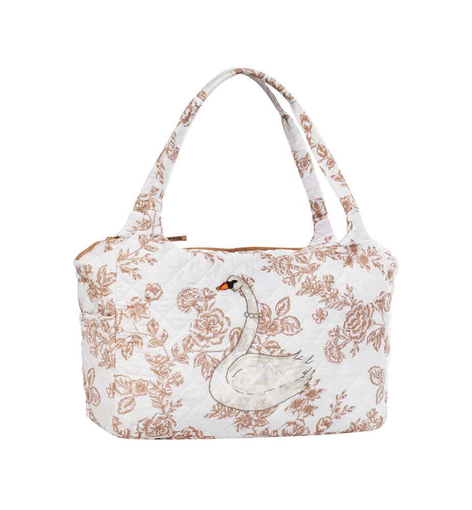 Rose Quilted Tote Bag | Cream - Rose Flowers