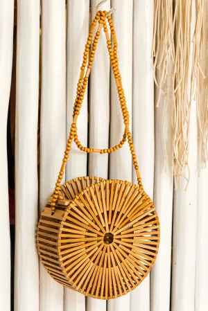 Round Bamboo Crossbody Bag