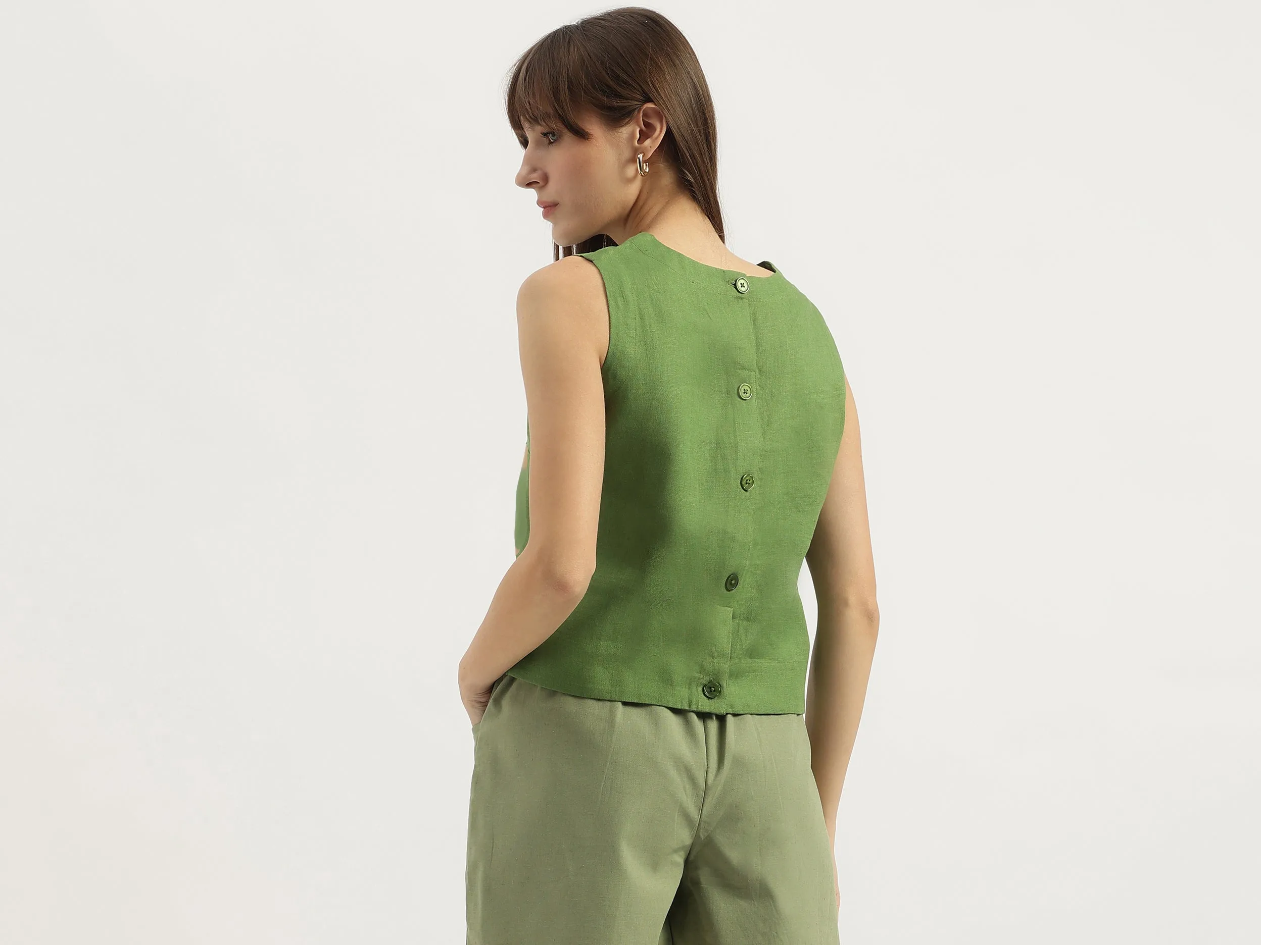 Round Neck Solid Tank Top
