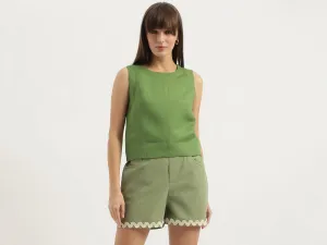 Round Neck Solid Tank Top