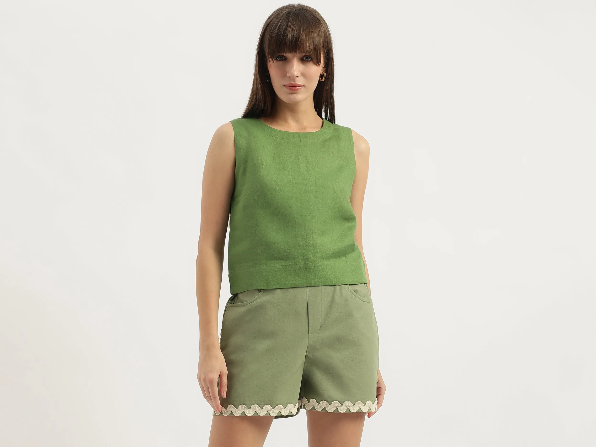 Round Neck Solid Tank Top