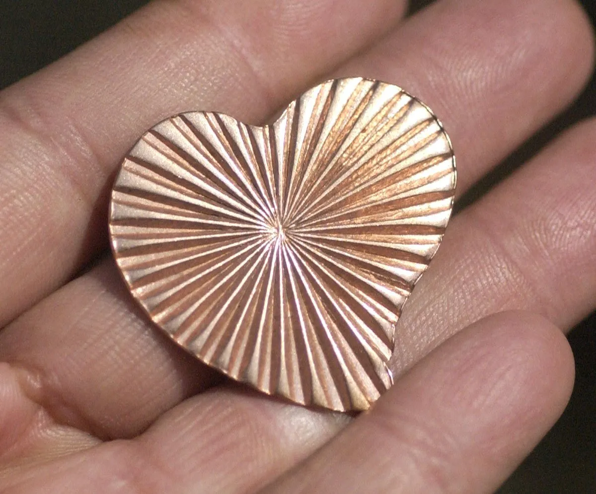 Ruffled Pattern Heart Whimsy 30mm x 32mm Blanks for Enameling Metalworking Stamping Texturing Blanks Variety of Metals