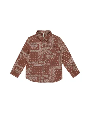 RYLEE   CRU Collared Long Sleeve Shirt || Brick Bandana
