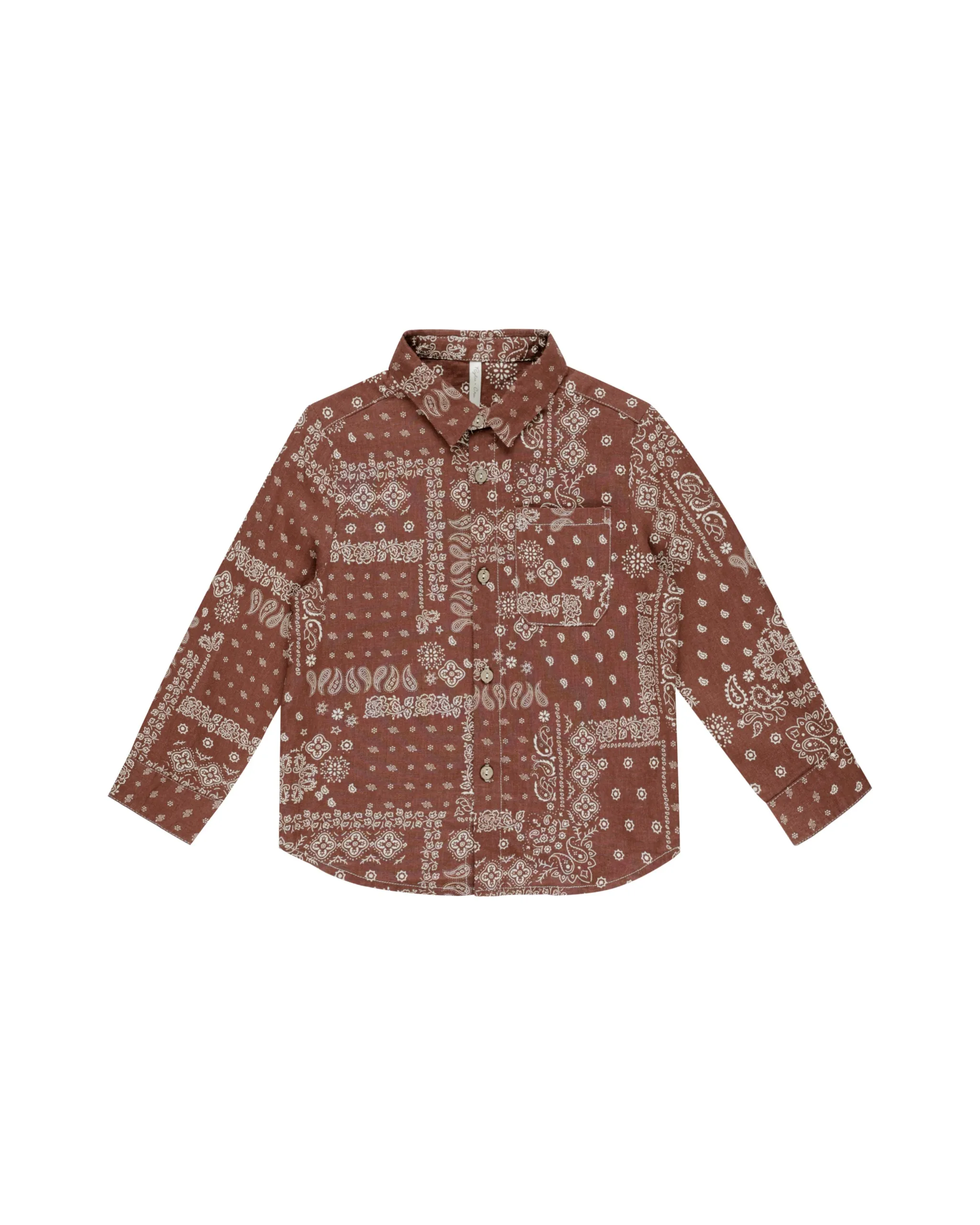 RYLEE   CRU Collared Long Sleeve Shirt || Brick Bandana