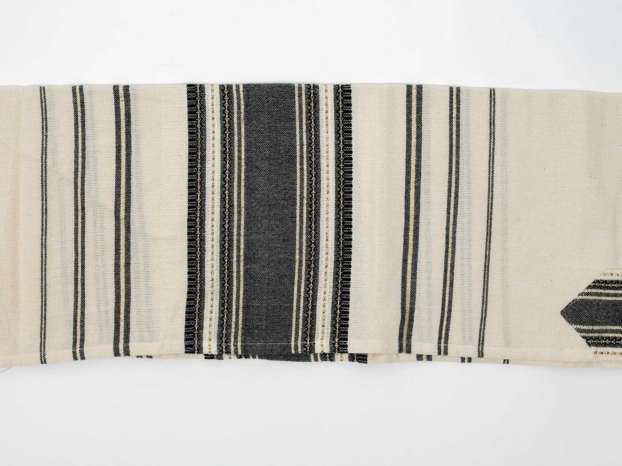 Samuel - Cotton Tallit - Black with Gold on Off-White