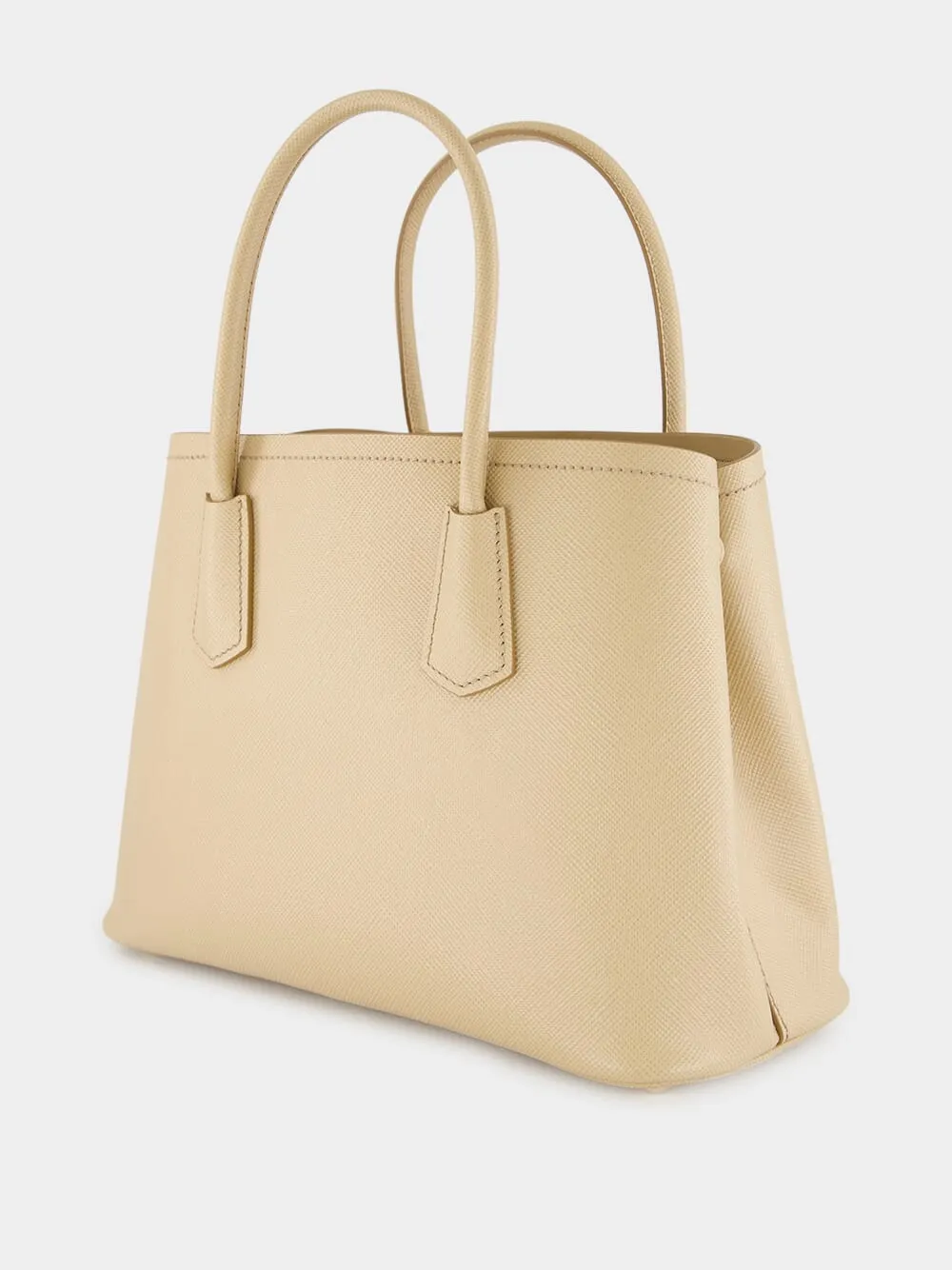 Sand Beige Medium Double Saffiano Leather Bag