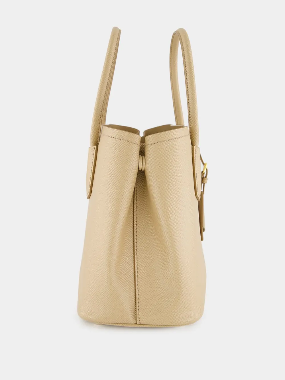 Sand Beige Medium Double Saffiano Leather Bag
