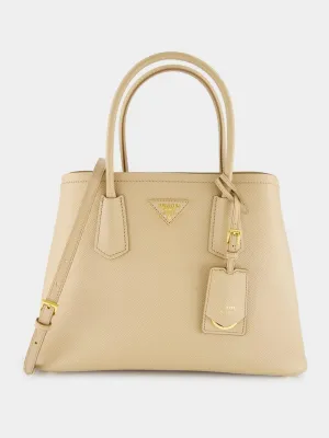 Sand Beige Medium Double Saffiano Leather Bag
