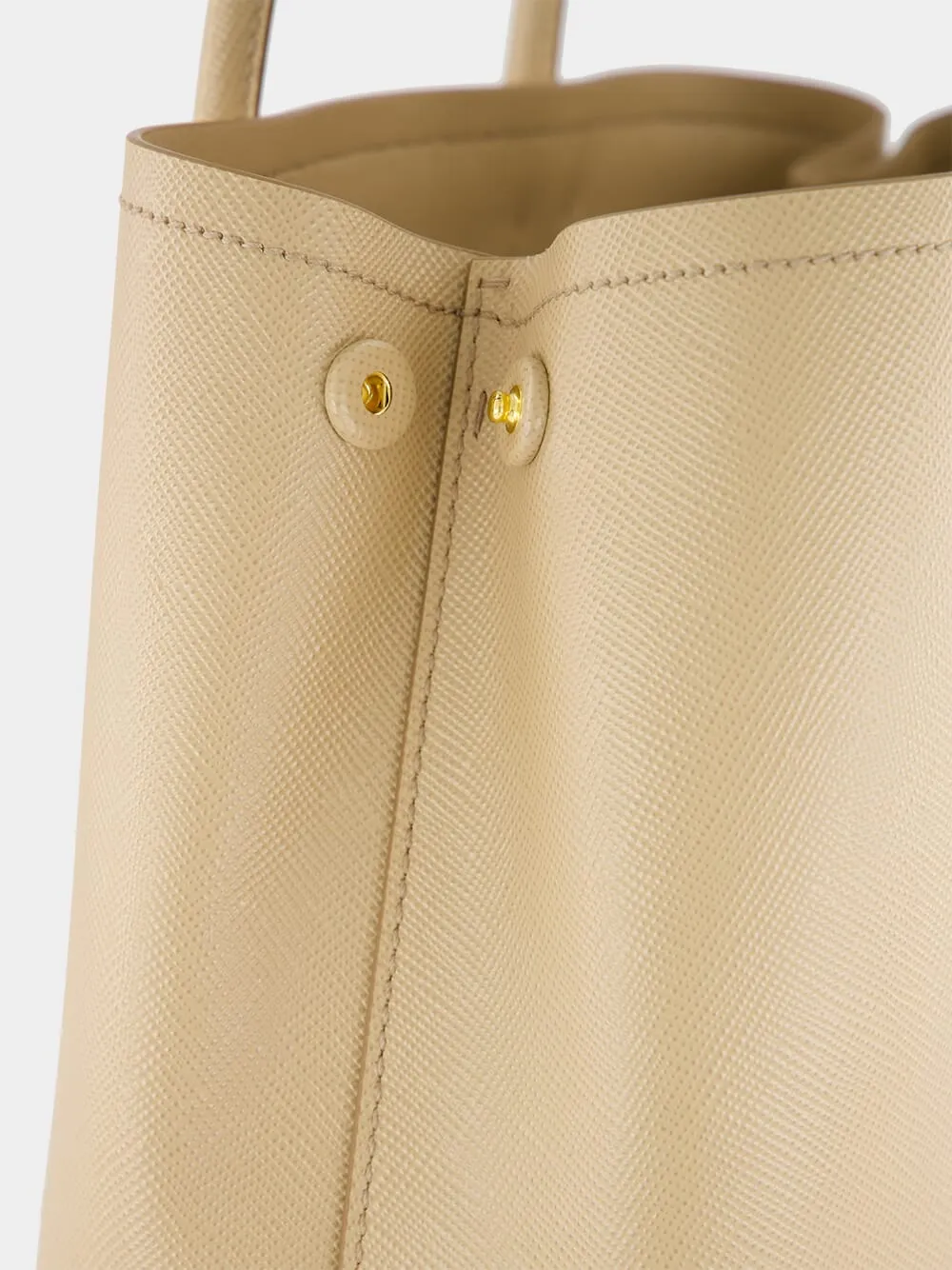 Sand Beige Medium Double Saffiano Leather Bag