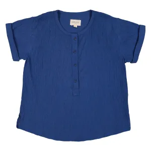 Saul Navy Cotton Crepe Shirt