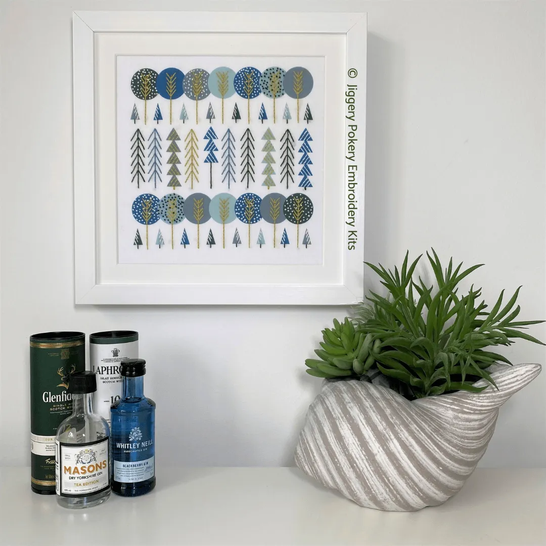 Scandinavian trees embroidery kit