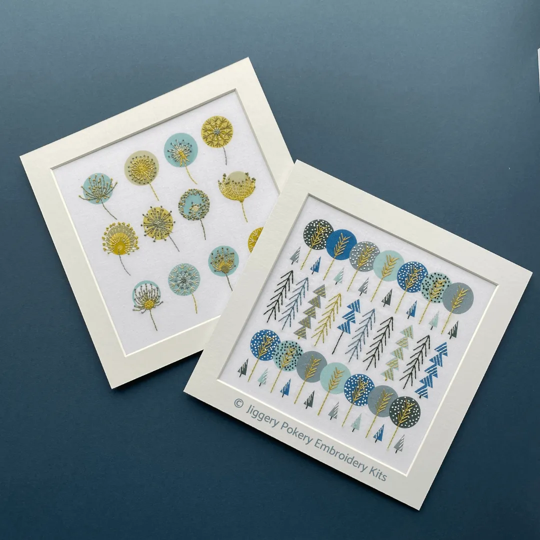 Scandinavian trees embroidery kit