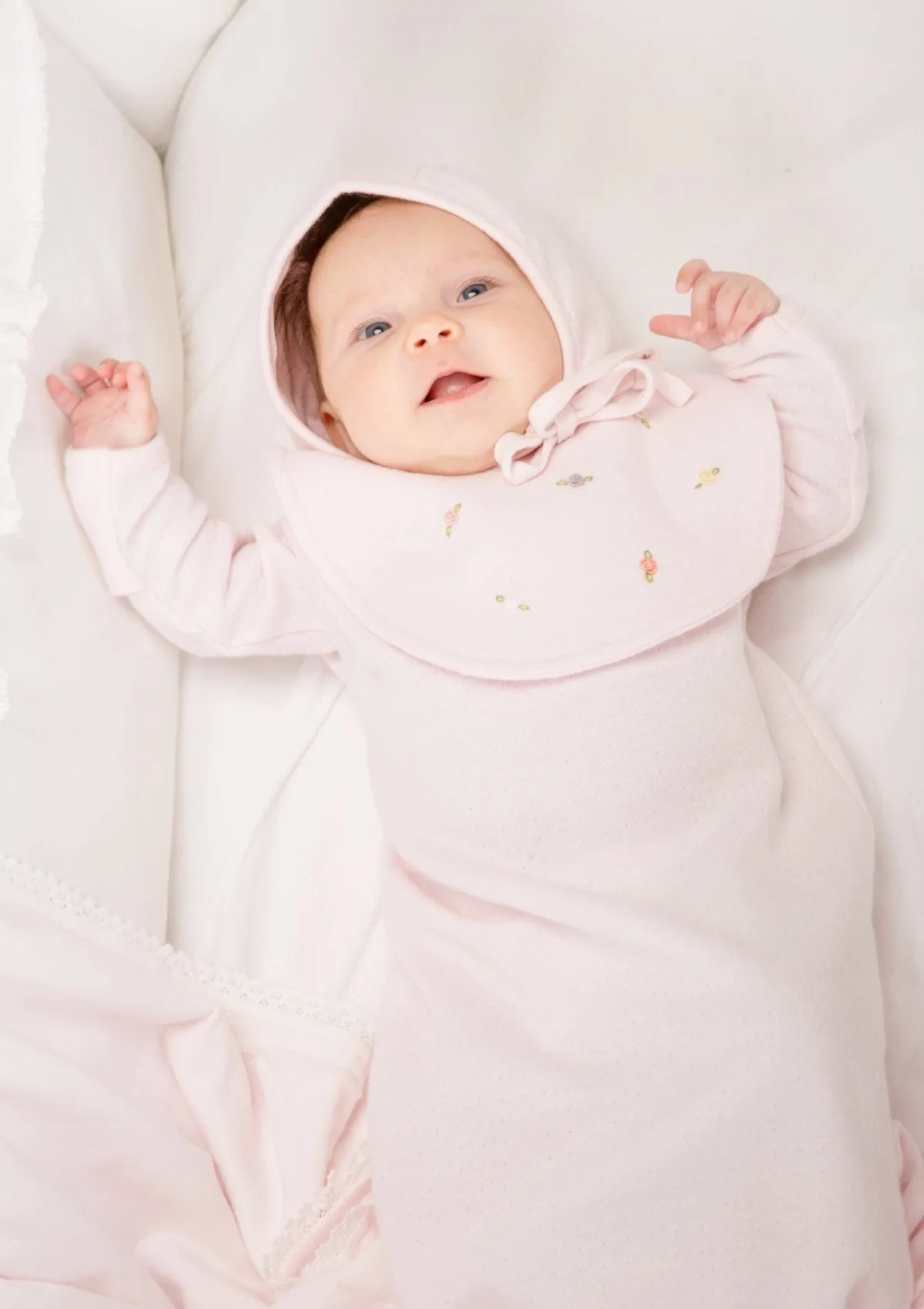 Scattered Roses Bib, Blush